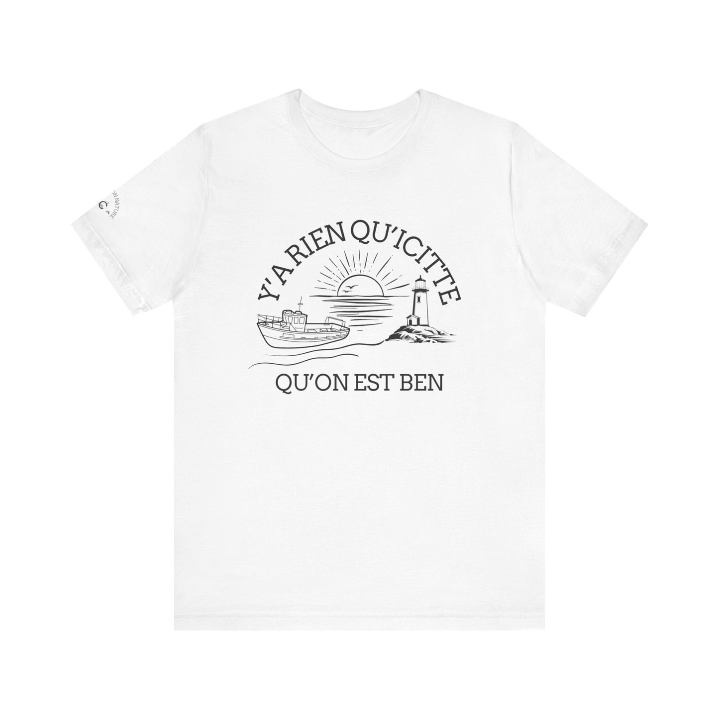 Sunset Sailboat Unisex Tee - Y'a rien qu'icitte Qu'on est ben - Crée_ation Nature DC