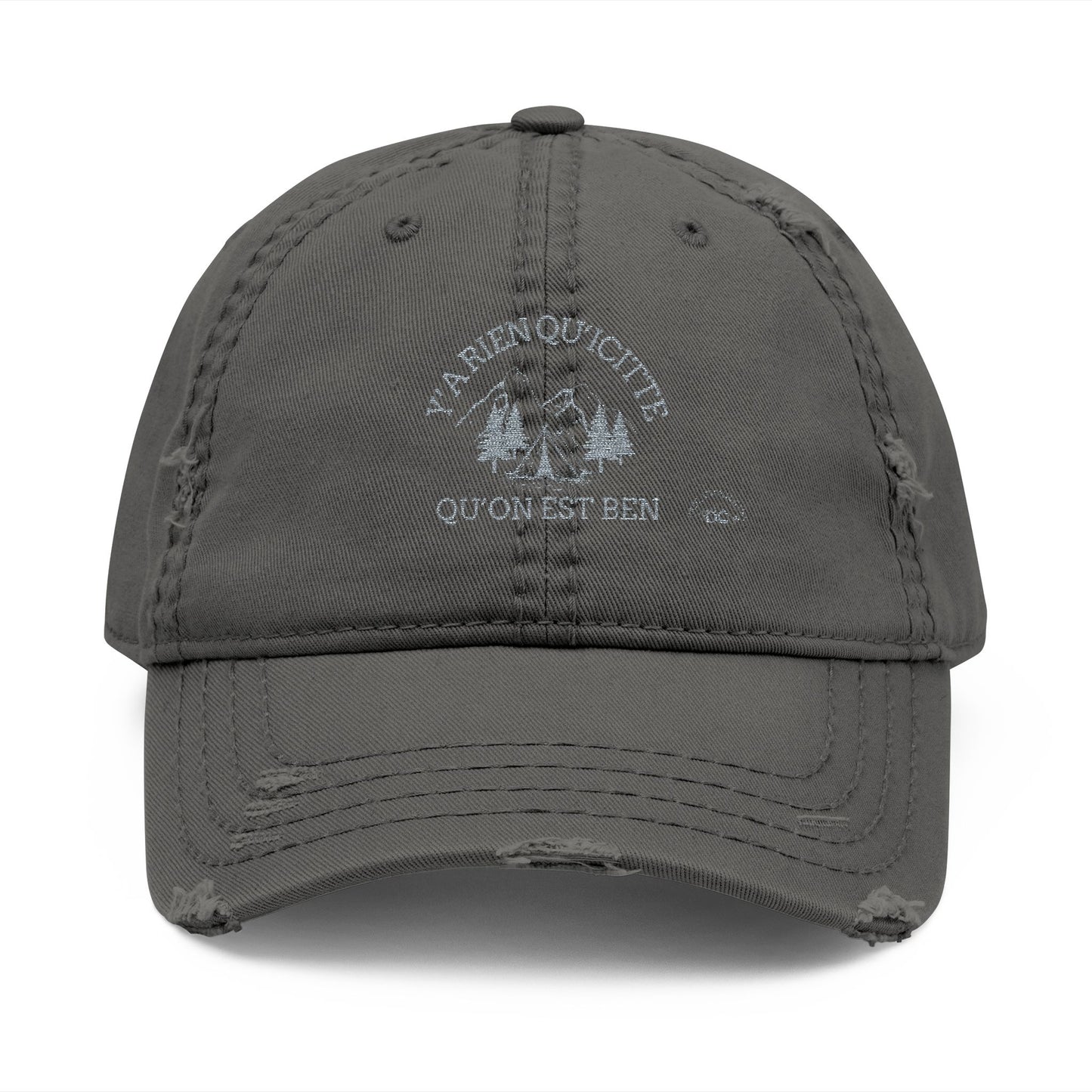 Distressed Dad Hat with Embroidered Mountain Design- Crée_ation Nature DC