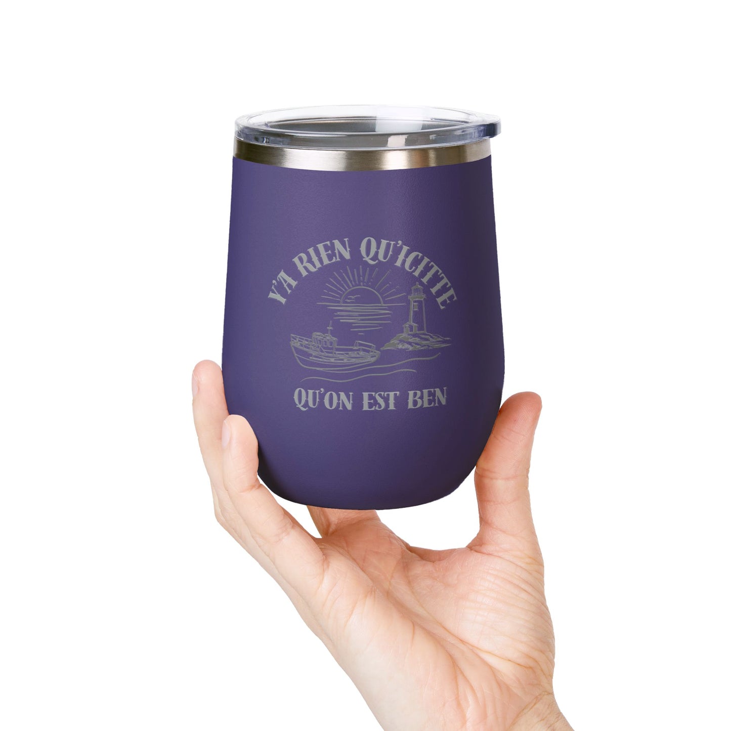 Vintage-Inspired Wine Tumbler - 12oz "Ya Rien Qu'citte" With Nautical Theme -Crée_ation Nature DC