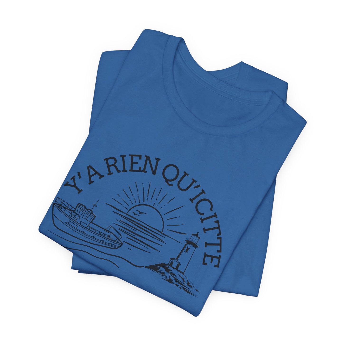 Sunset Sailboat Unisex Tee - Y'a rien qu'icitte Qu'on est ben - Crée_ation Nature DC