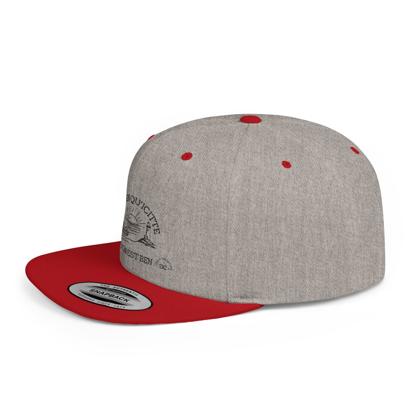 Inspirational Quote Flat Bill Snapback Hat - 'Ya Rien Qu'citte Qu'on Est Ben' -Crée_ation Nature DC