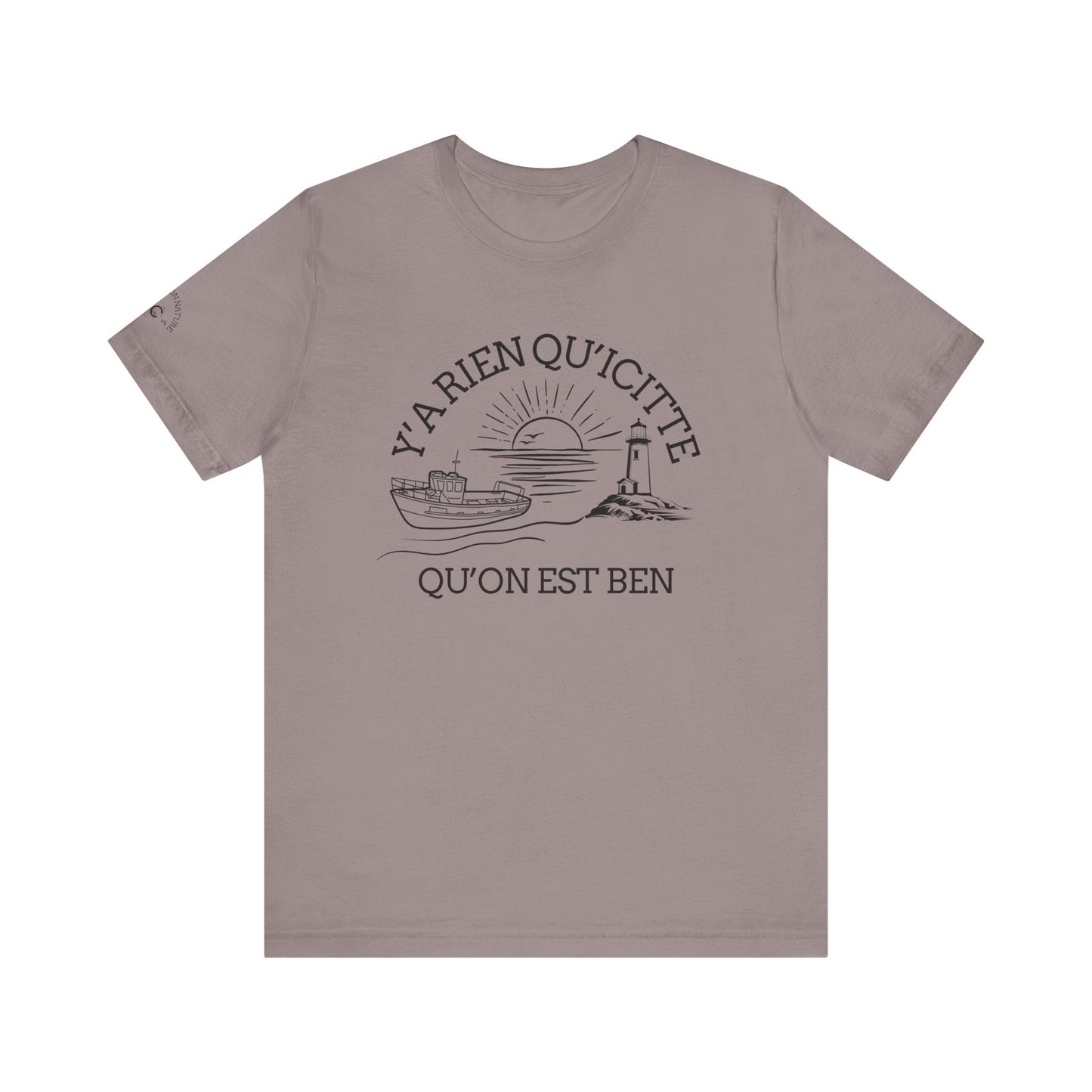 Sunset Sailboat Unisex Tee - Y'a rien qu'icitte Qu'on est ben - Crée_ation Nature DC