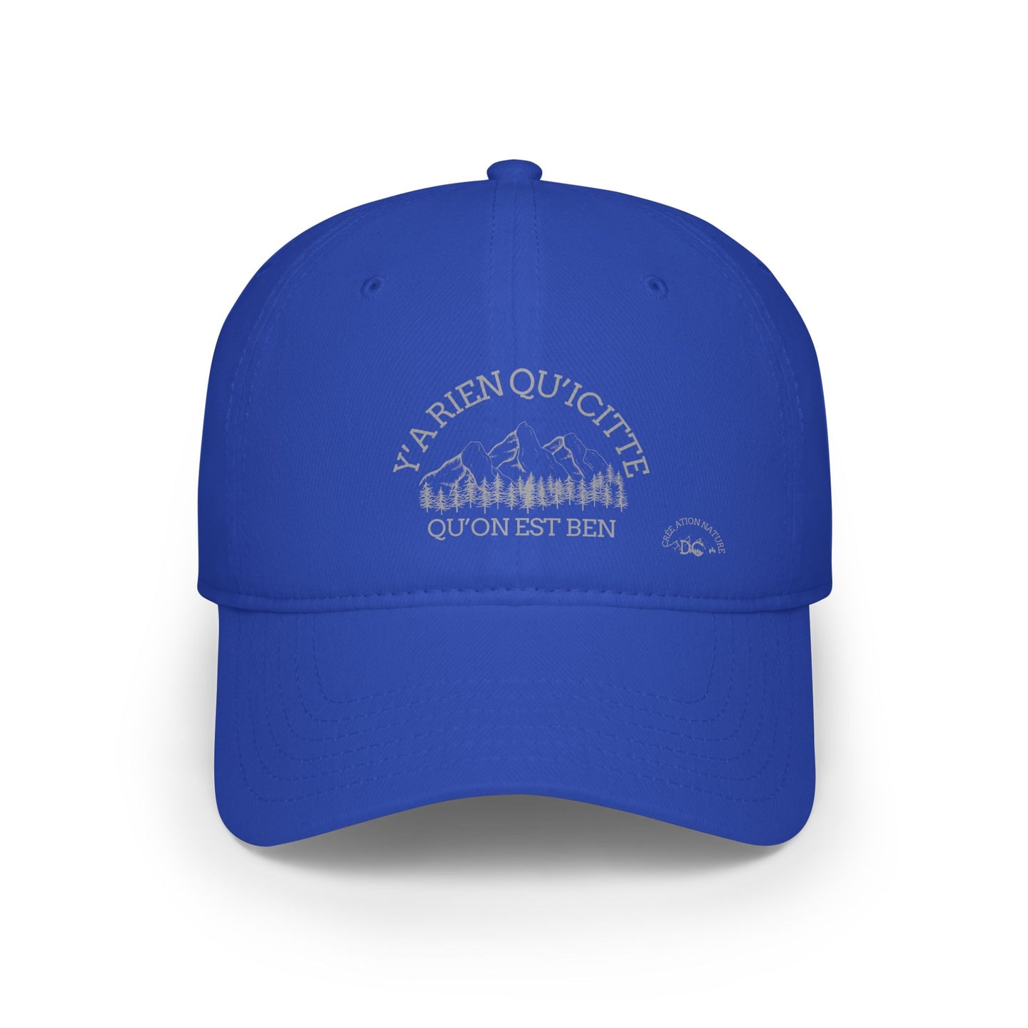 Casual Red Low Profile Baseball Cap - 'Ya Rien Qu'Excite Qu'On Est Ben' - Crée_ation Nature DC