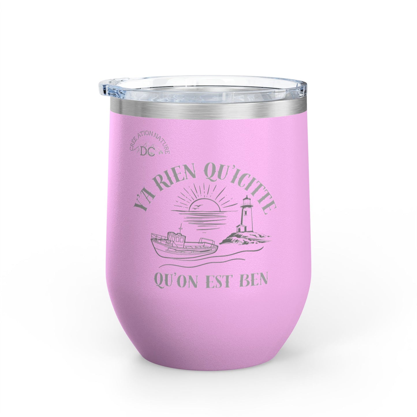 Vintage-Inspired Wine Tumbler - 12oz "Ya Rien Qu'citte" With Nautical Theme -Crée_ation Nature DC