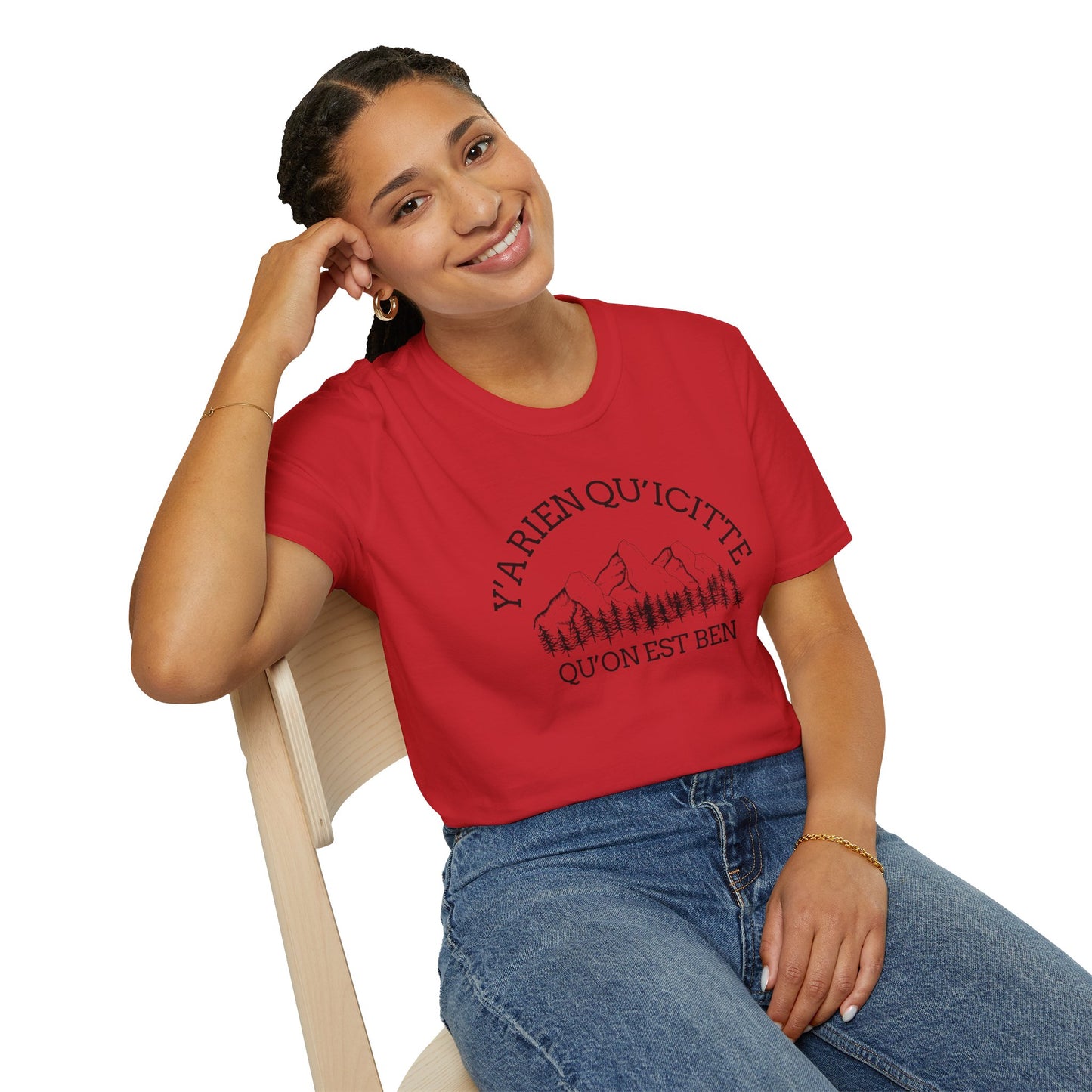 Nature-Inspired Unisex Softstyle T-Shirt - "Ya Rien Qu`Icitte" Design