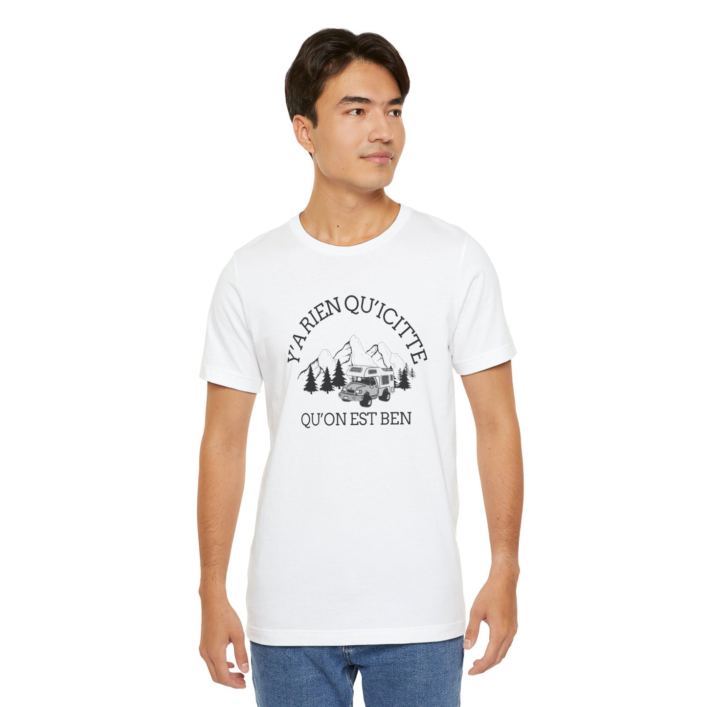Adventure Spirit Unisex Short Sleeve Tee – 'Y'a Rien Qu'Icitte' Design-Crée_ation Nature DC