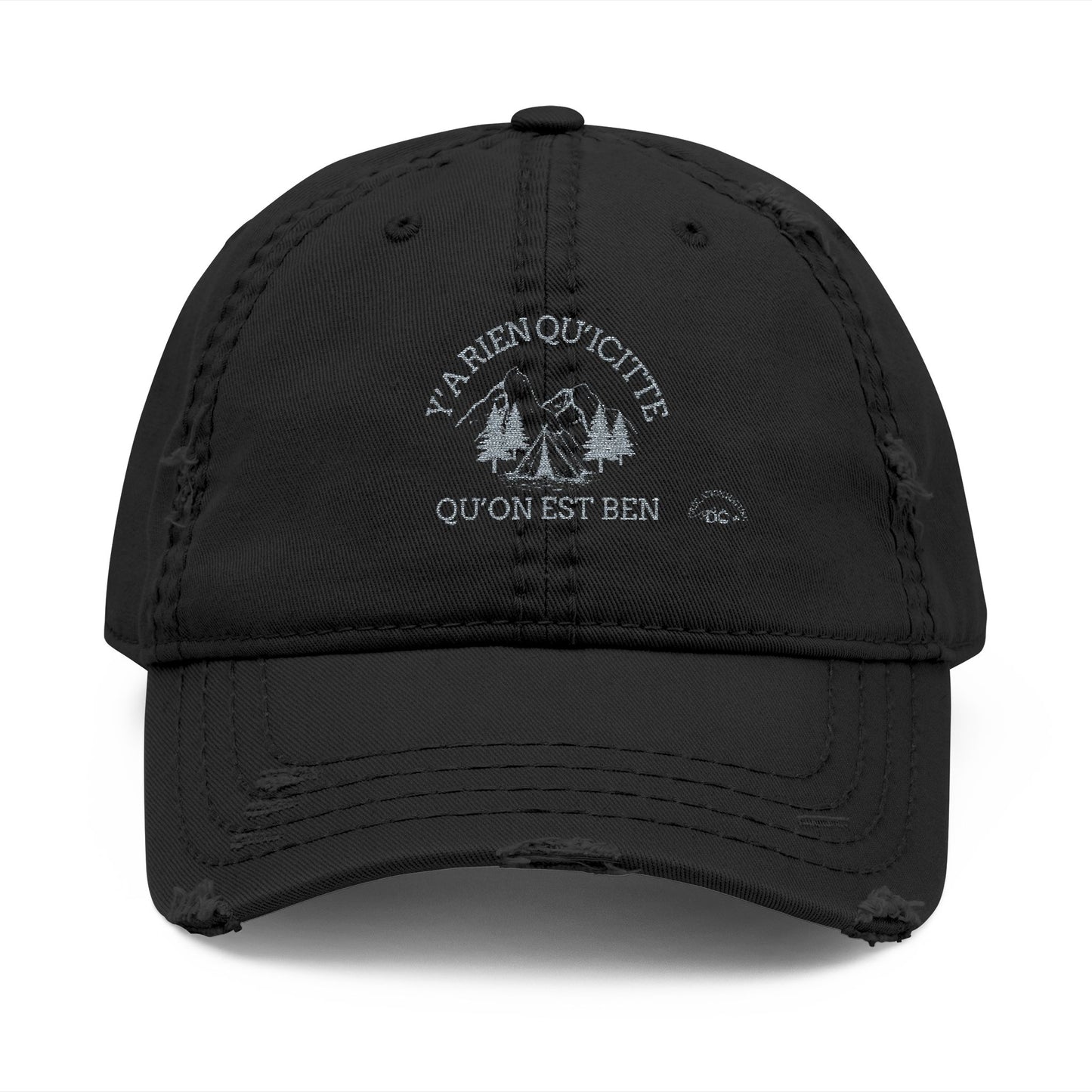 Distressed Dad Hat with Embroidered Mountain Design- Crée_ation Nature DC