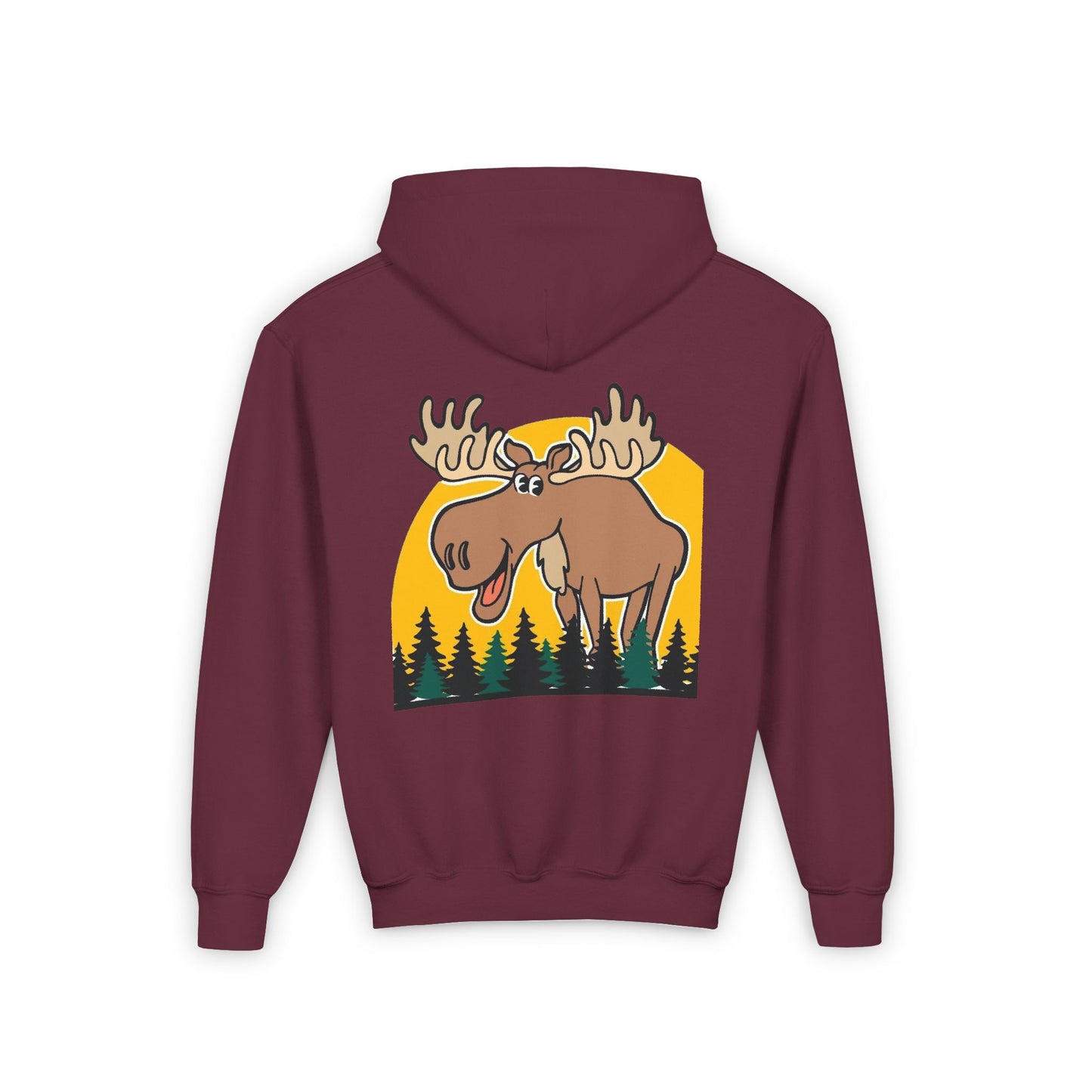 Youth Heavy Blend Hooded Sweatshirt - Cree_ation Nature Moose Design