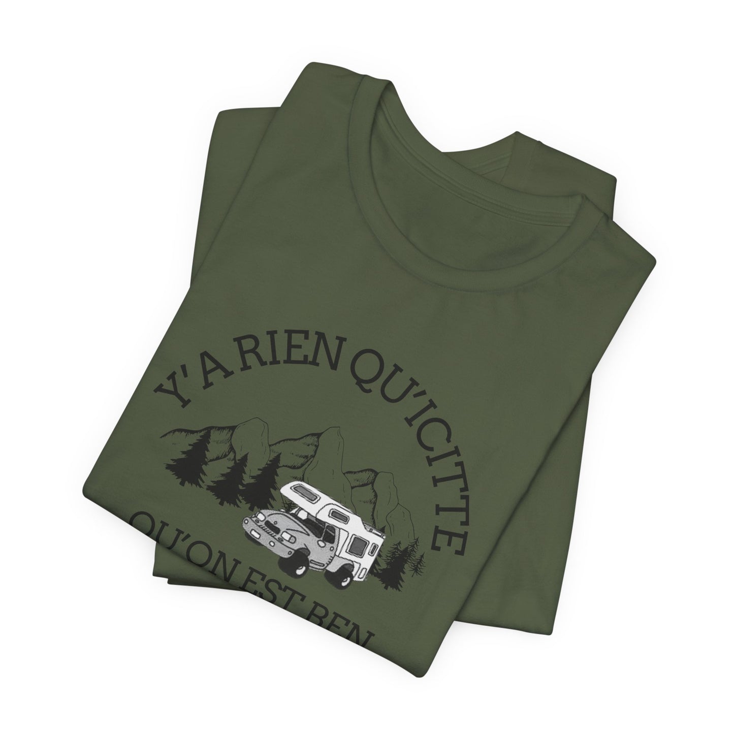 Adventure Spirit Unisex Short Sleeve Tee – 'Y'a Rien Qu'Icitte' Design-Crée_ation Nature DC