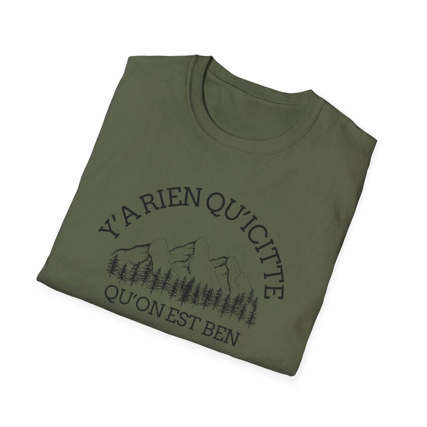 Nature-Inspired Unisex Softstyle T-Shirt - "Ya Rien Qu`Icitte" Design