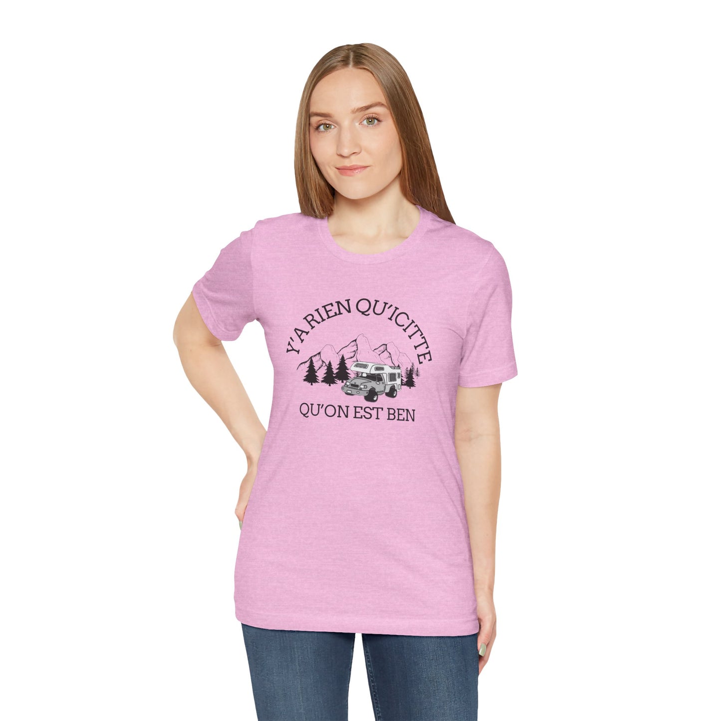Adventure Spirit Unisex Short Sleeve Tee – 'Y'a Rien Qu'Icitte' Design-Crée_ation Nature DC