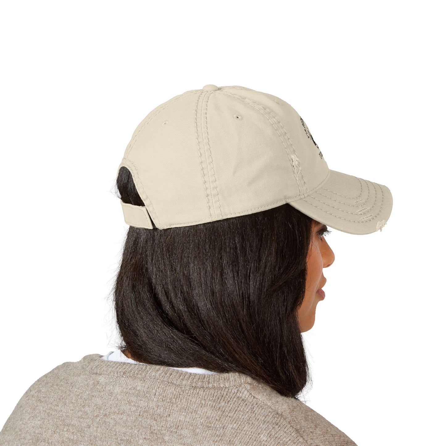 Distressed Dad Hat - Vintage Camping Vibes with Embroidery - Crée_ation Nature DC