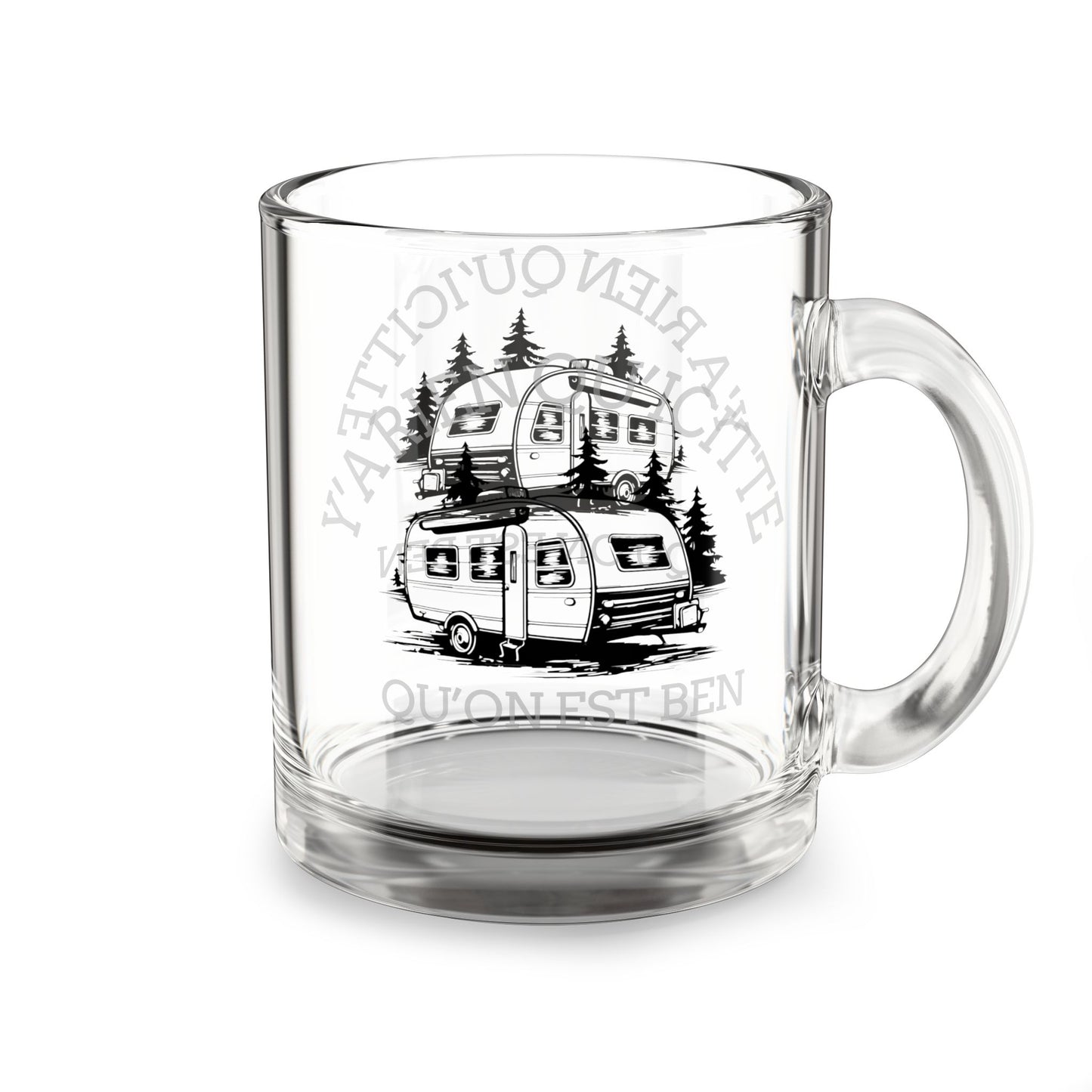Tasse Camping-Themed Glass Mug - 10oz Retro Camper Design for Outdoor Lovers