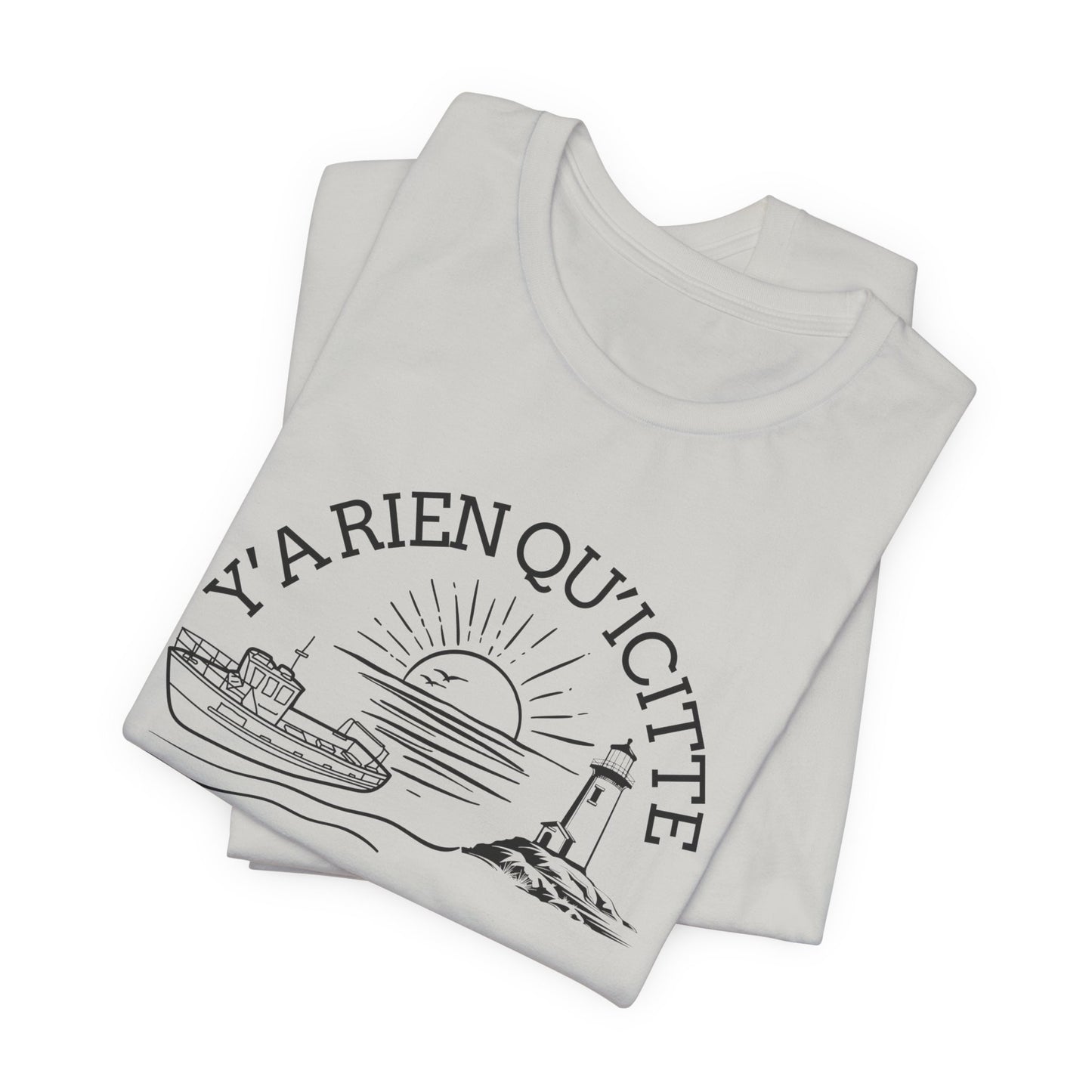 Sunset Sailboat Unisex Tee - Y'a rien qu'icitte Qu'on est ben - Crée_ation Nature DC
