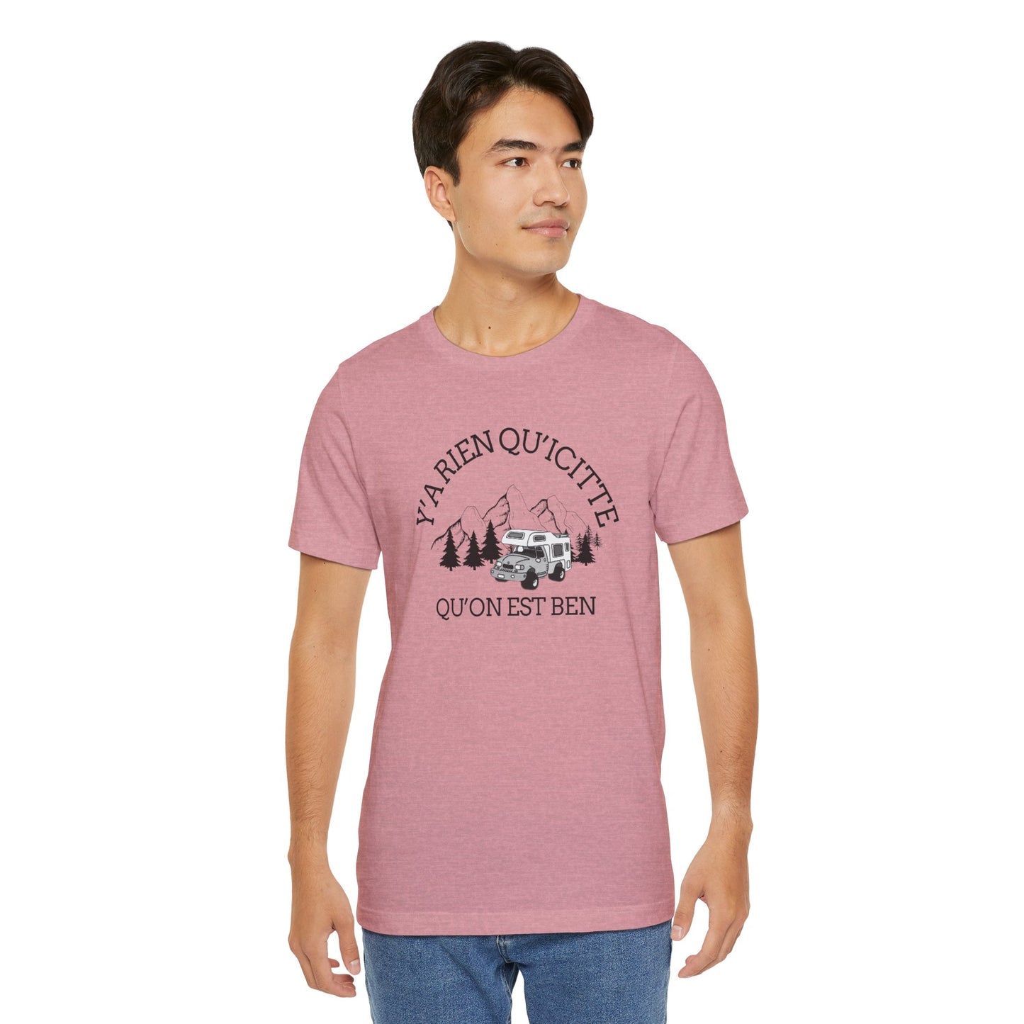 Adventure Spirit Unisex Short Sleeve Tee – 'Y'a Rien Qu'Icitte' Design-Crée_ation Nature DC
