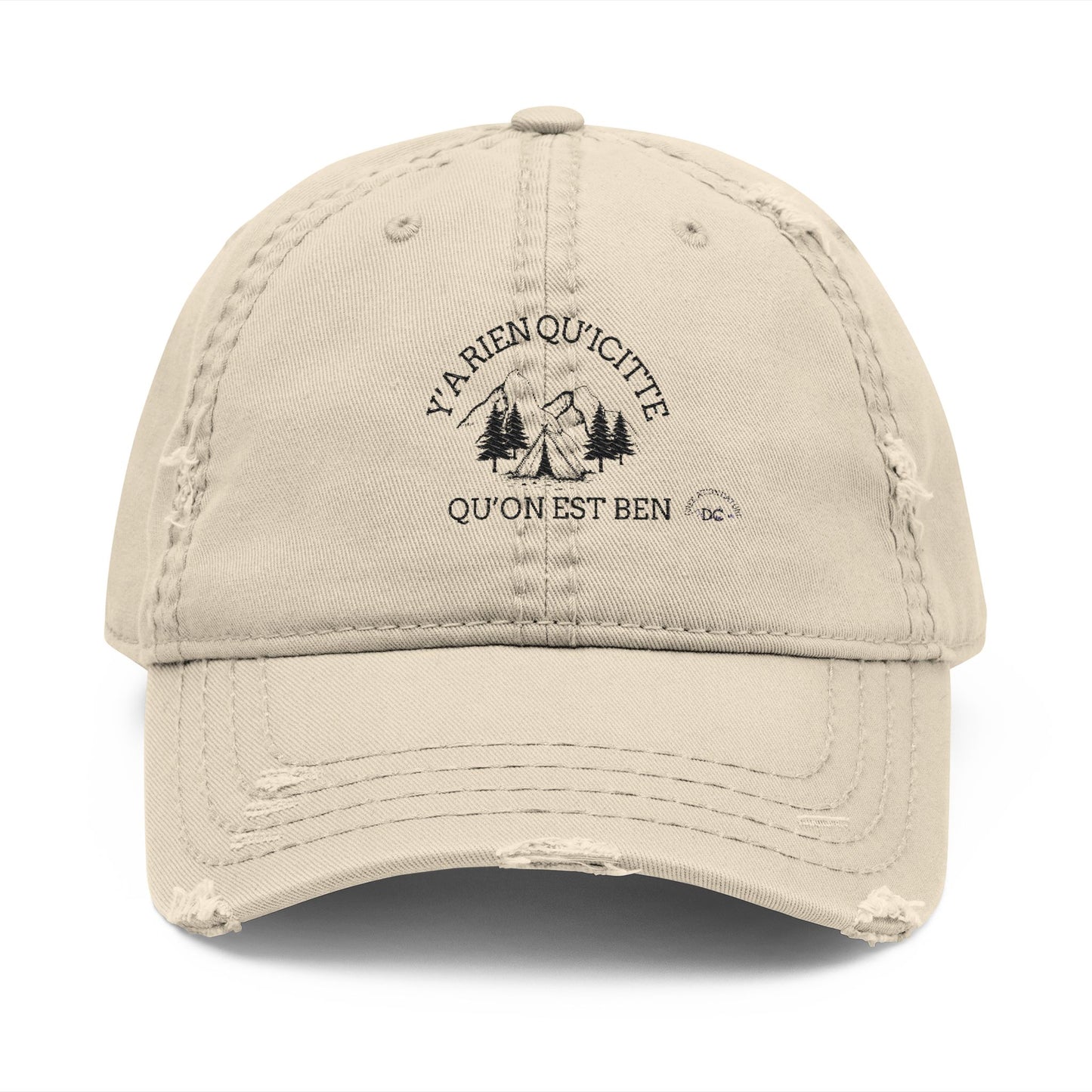 Distressed Dad Hat - Vintage Camping Vibes with Embroidery - Crée_ation Nature DC