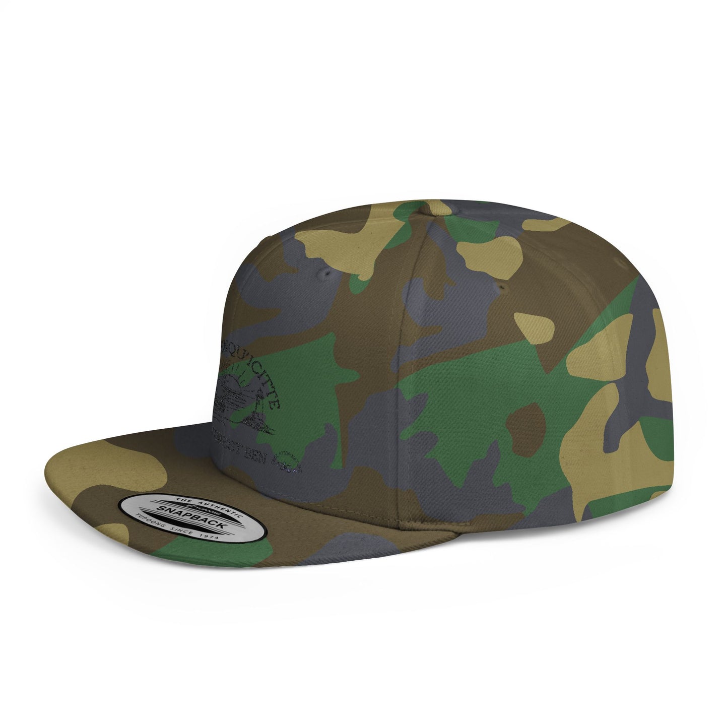 Inspirational Quote Flat Bill Snapback Hat - 'Ya Rien Qu'citte Qu'on Est Ben' -Crée_ation Nature DC