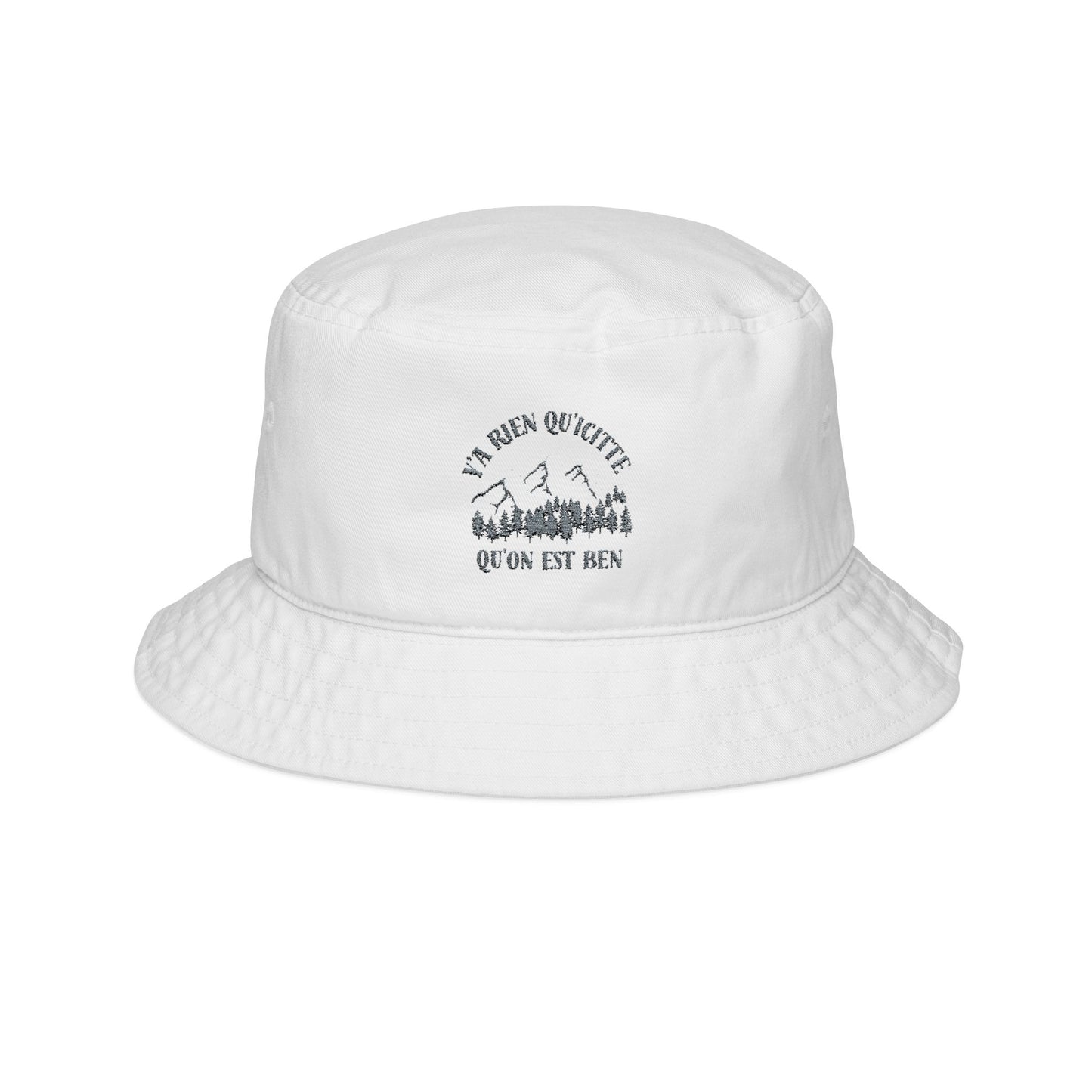 Adventure Ready Bucket Hat with Embroidered Mountains Design