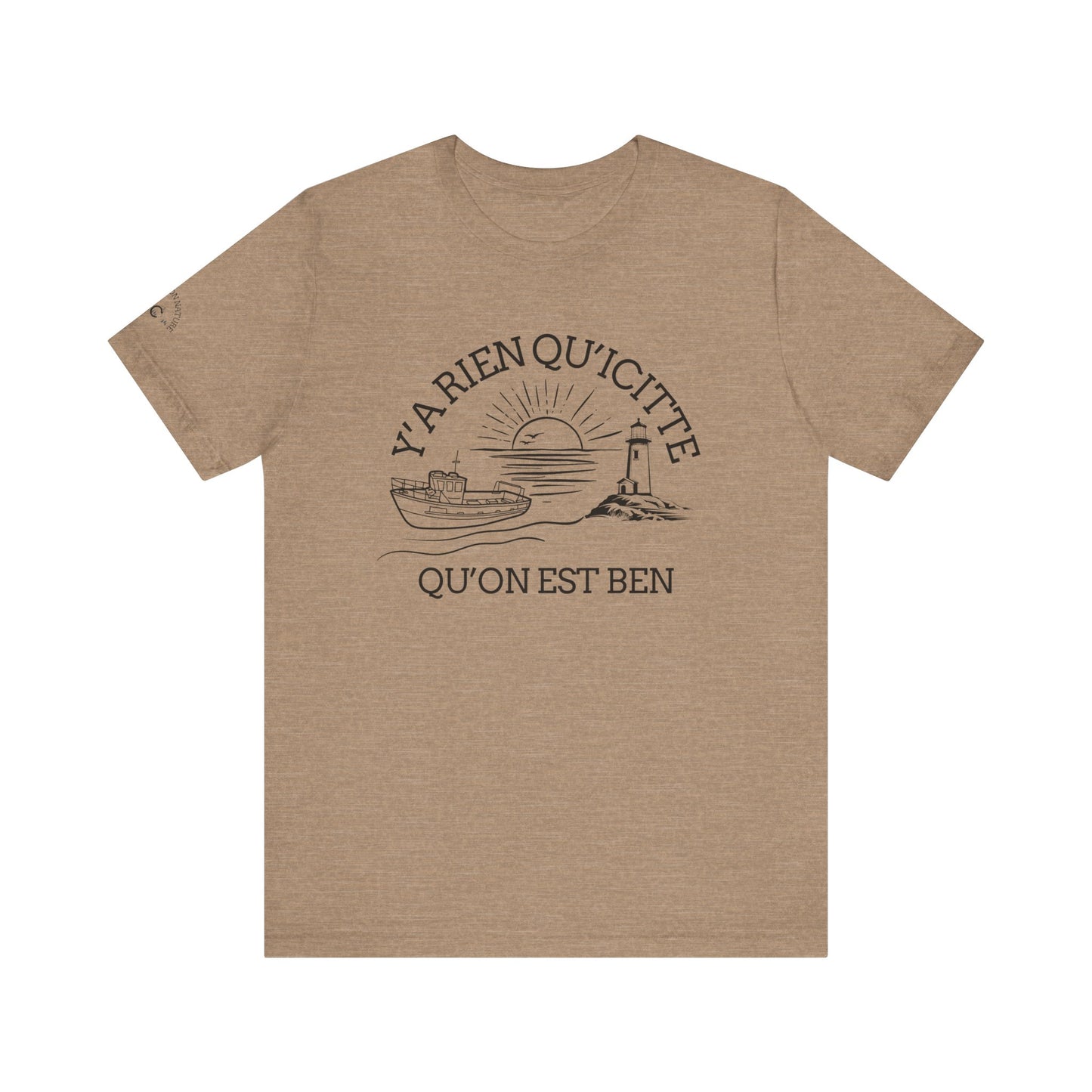Sunset Sailboat Unisex Tee - Y'a rien qu'icitte Qu'on est ben - Crée_ation Nature DC