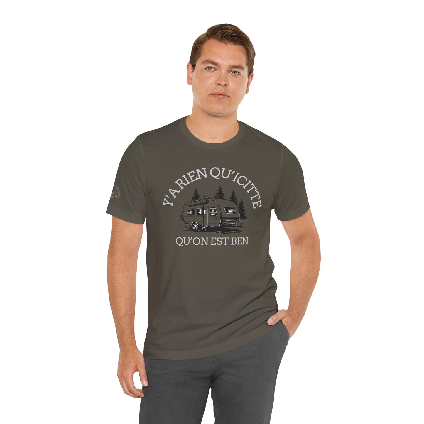 Retro Camping Graphic Tee - "Y'a Rien Quitté" - Crée_ation Nature DC