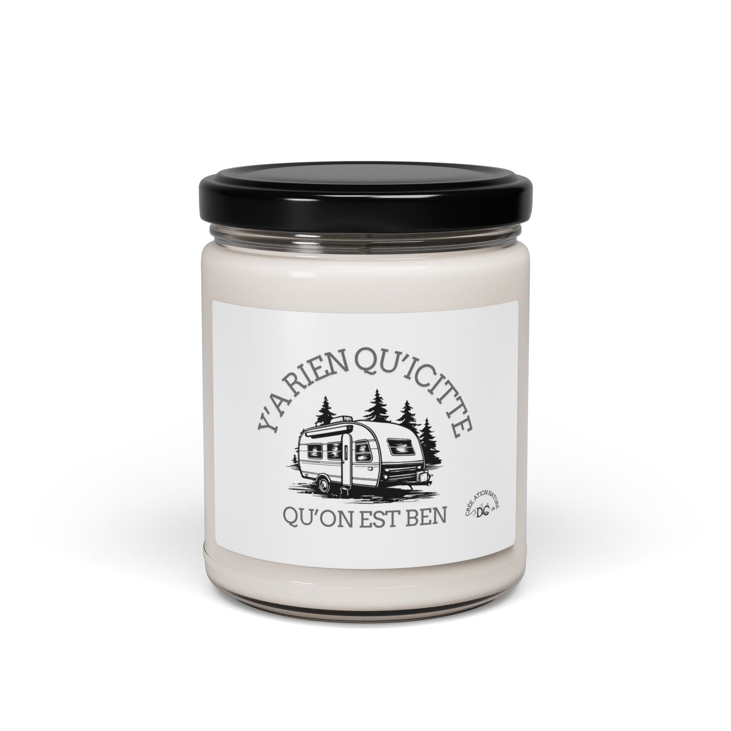 Scented Soy Candle - 'Y'a Rien Qu'Cit'te, Qu'on Est Ben' - Cozy Camping Vibes - Crée_ation Nature DC