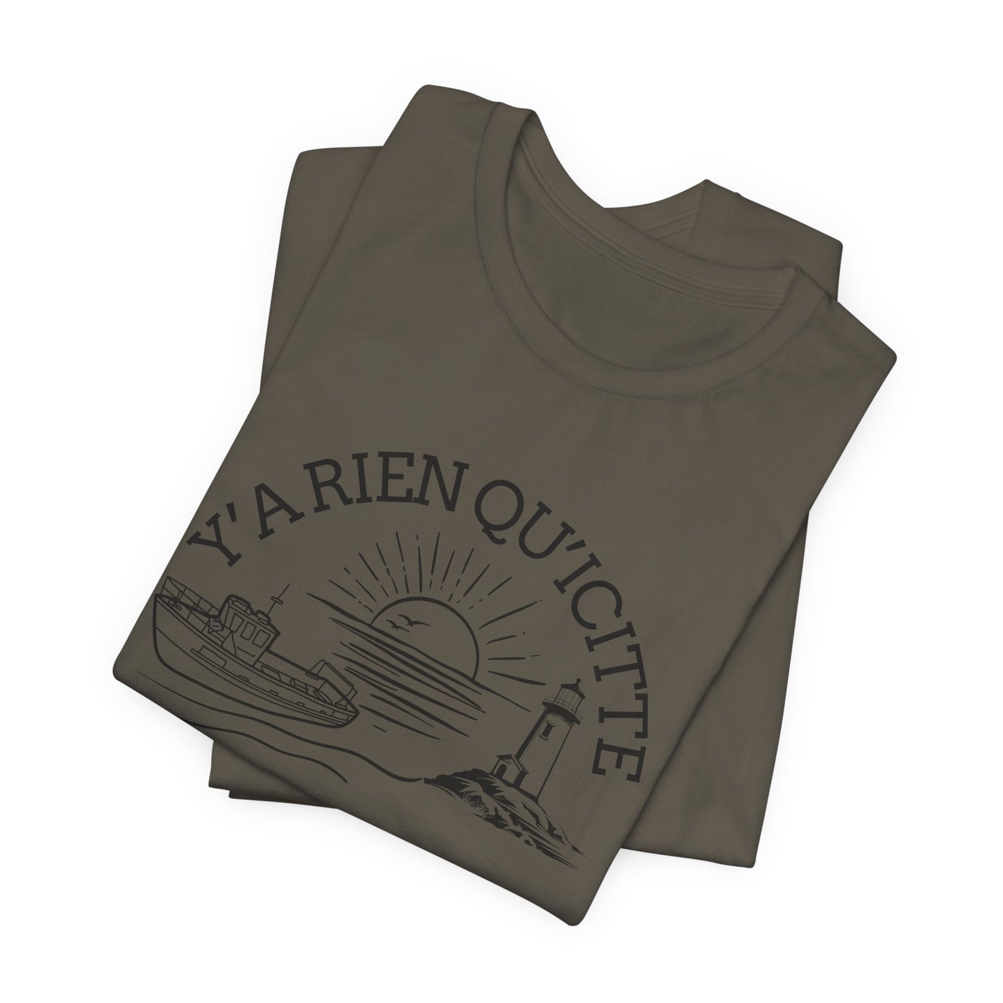 Sunset Sailboat Unisex Tee - Y'a rien qu'icitte Qu'on est ben - Crée_ation Nature DC