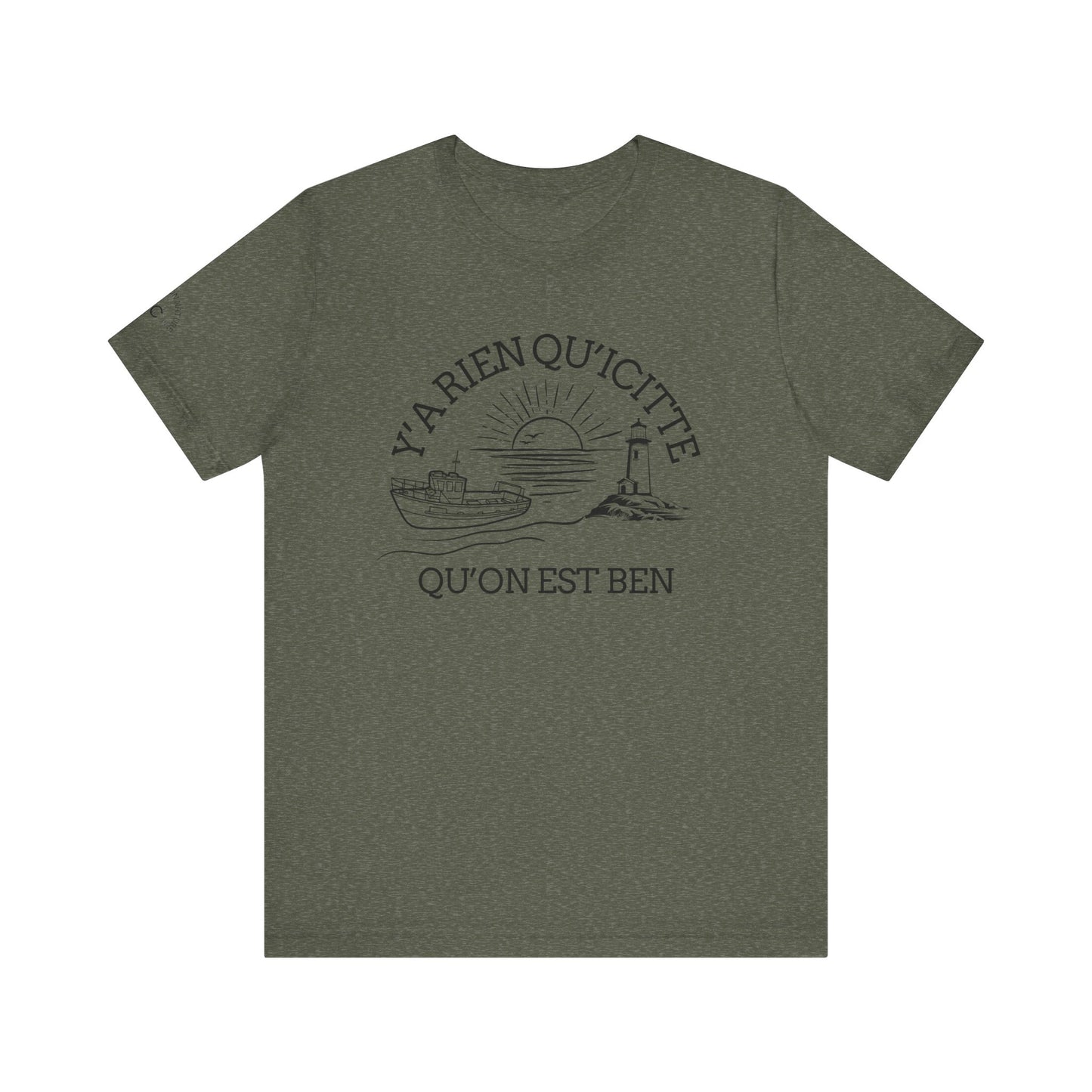 Sunset Sailboat Unisex Tee - Y'a rien qu'icitte Qu'on est ben - Crée_ation Nature DC