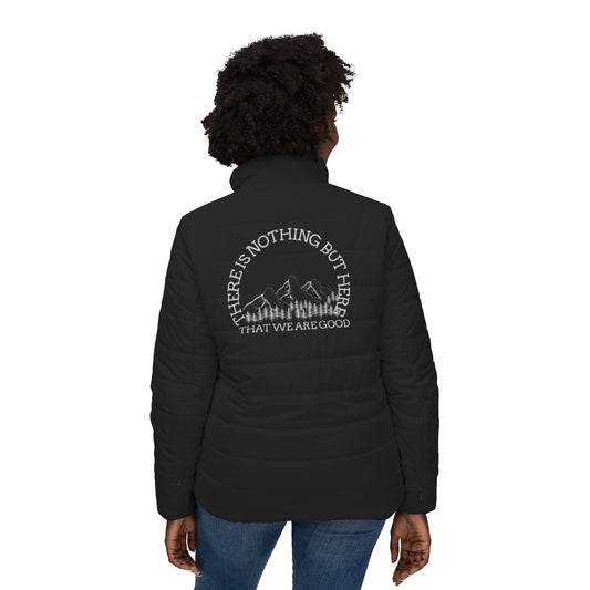 Women’s Puffer Jacket - Adventure Awaits with Inspirational Mountain Design-Crée_ation Nature DC