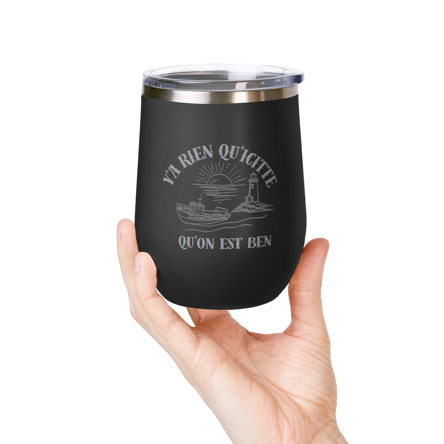 Vintage-Inspired Wine Tumbler - 12oz "Ya Rien Qu'citte" With Nautical Theme -Crée_ation Nature DC