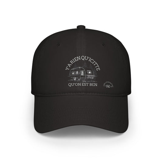 Red Low Profile Baseball Cap - 'Ya Rien Qu'citte Qu'on Est Ben' Design Crée_ation Nature DC