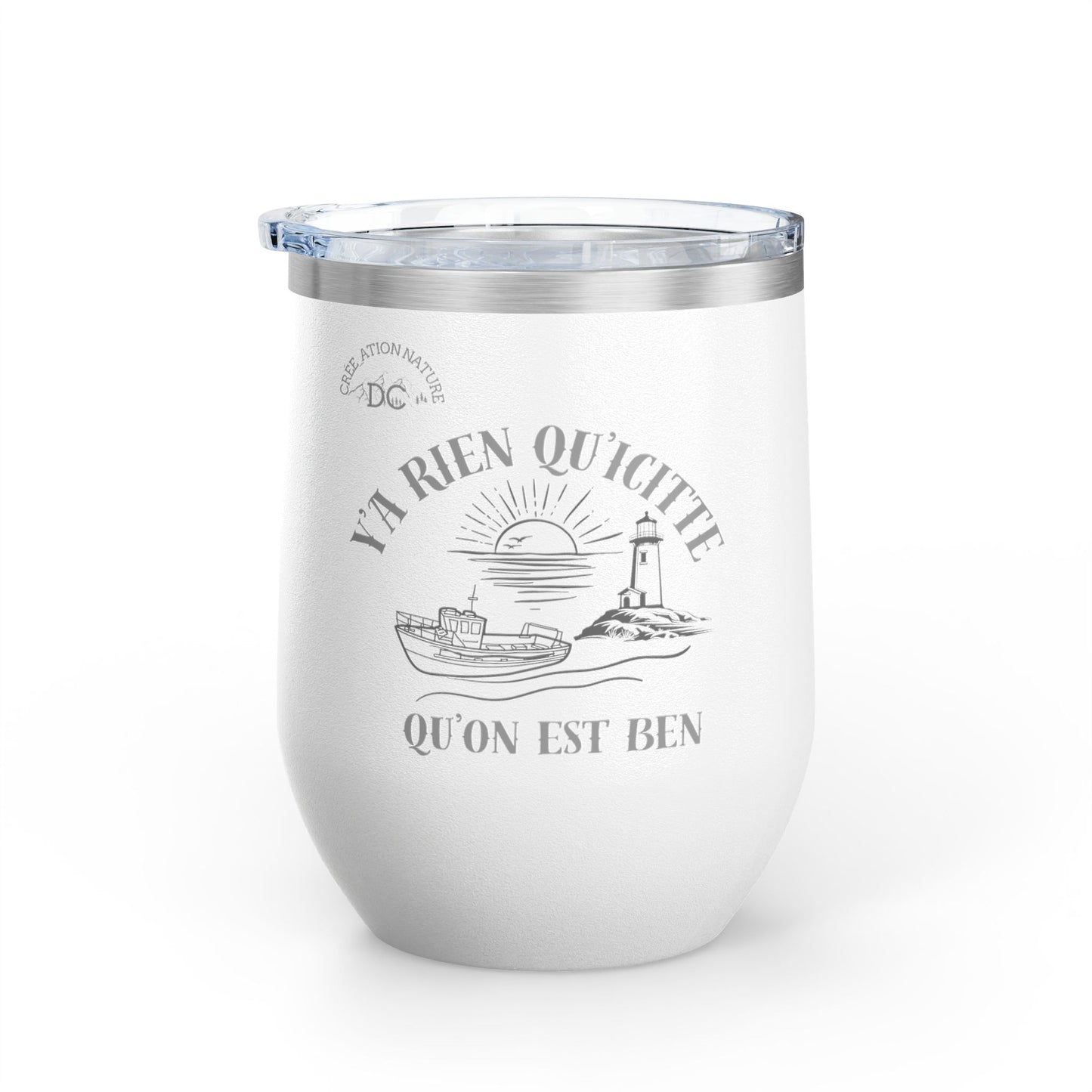 Vintage-Inspired Wine Tumbler - 12oz "Ya Rien Qu'citte" With Nautical Theme -Crée_ation Nature DC