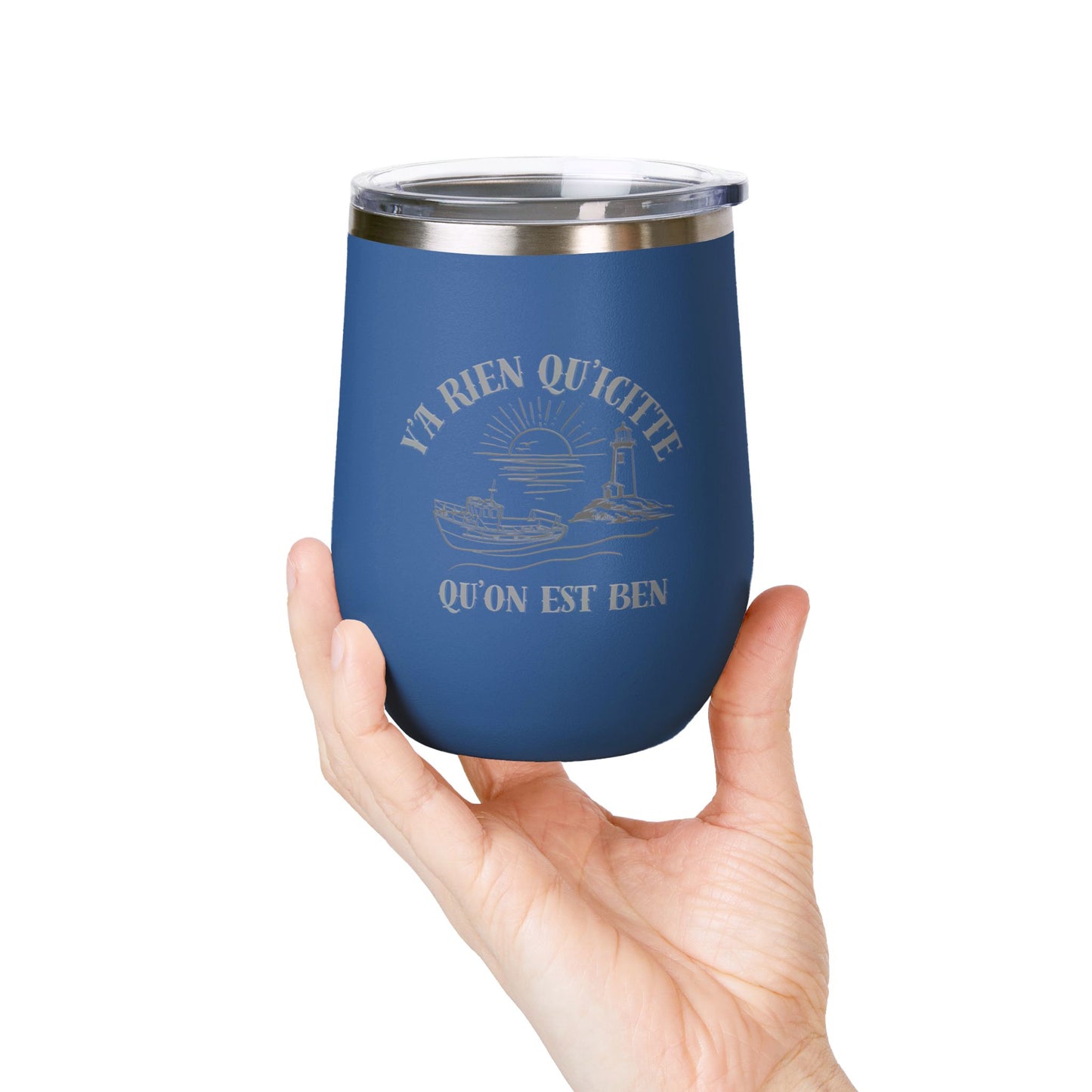 Vintage-Inspired Wine Tumbler - 12oz "Ya Rien Qu'citte" With Nautical Theme -Crée_ation Nature DC