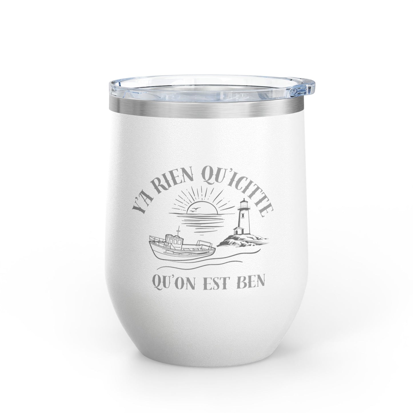 Vintage-Inspired Wine Tumbler - 12oz "Ya Rien Qu'citte" With Nautical Theme -Crée_ation Nature DC