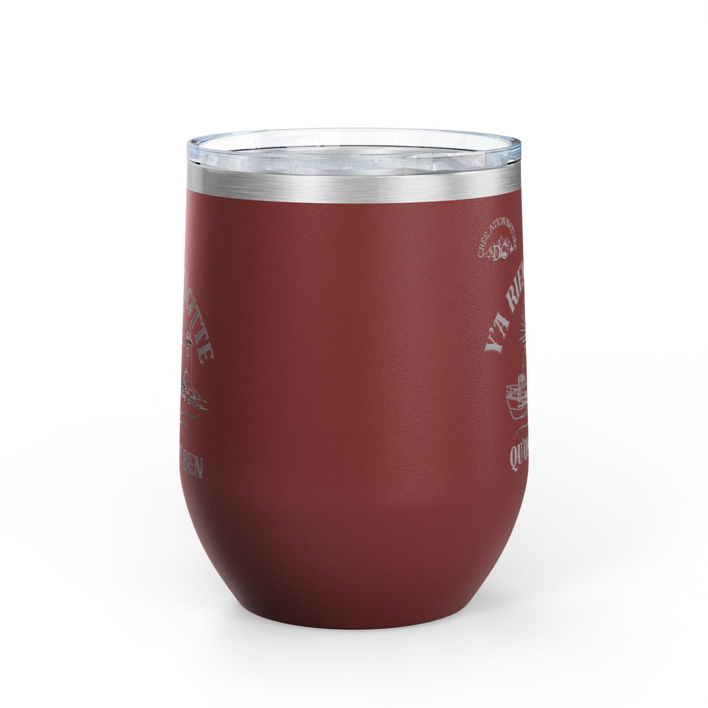 Vintage-Inspired Wine Tumbler - 12oz "Ya Rien Qu'citte" With Nautical Theme -Crée_ation Nature DC
