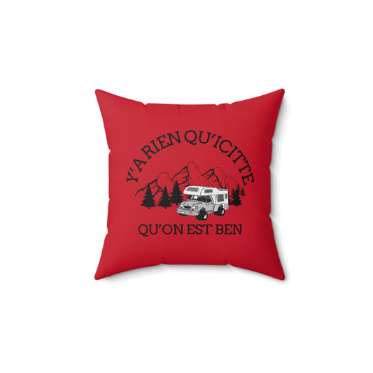 coussin Adventure Themed Spun Polyester Square Pillow - 'Y'a rien qu'icitte, qu'on est ben' Crée_ation Nature DC
