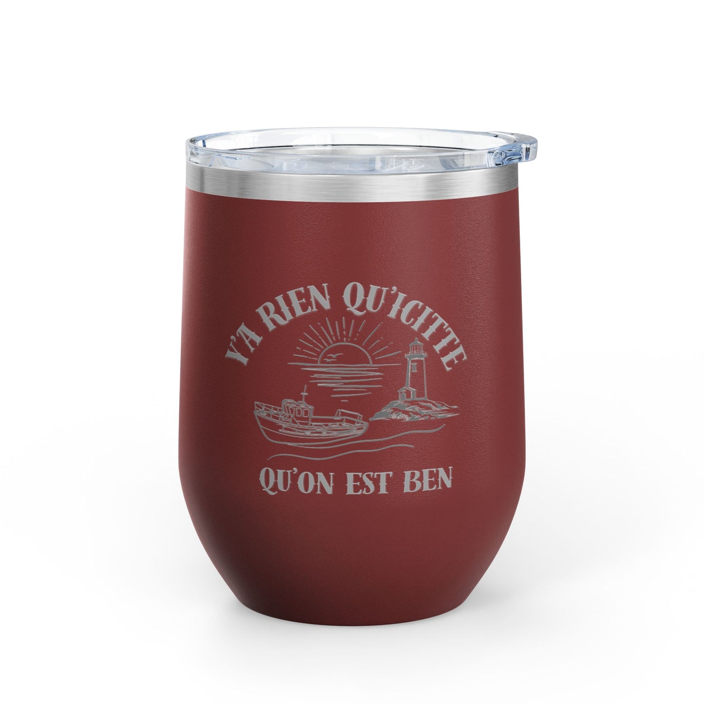 Vintage-Inspired Wine Tumbler - 12oz "Ya Rien Qu'citte" With Nautical Theme -Crée_ation Nature DC