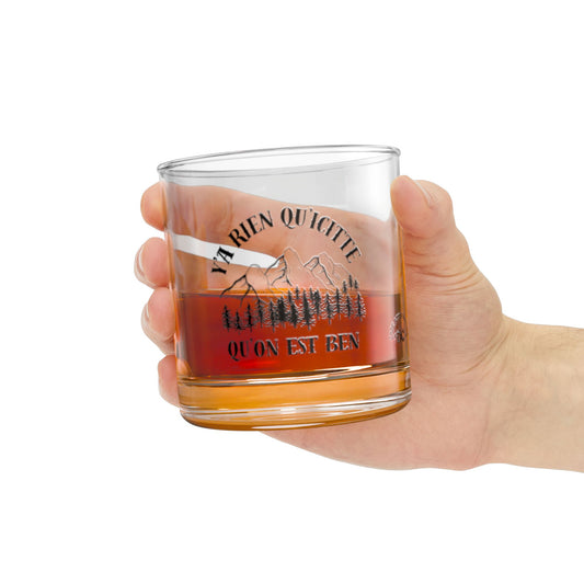 verre Rocks - 10oz Vintage Mountain Rocks Glass - 'Ya Rien Qu'citte Qu'on Est Ben' - Crée_Ation Nature DC