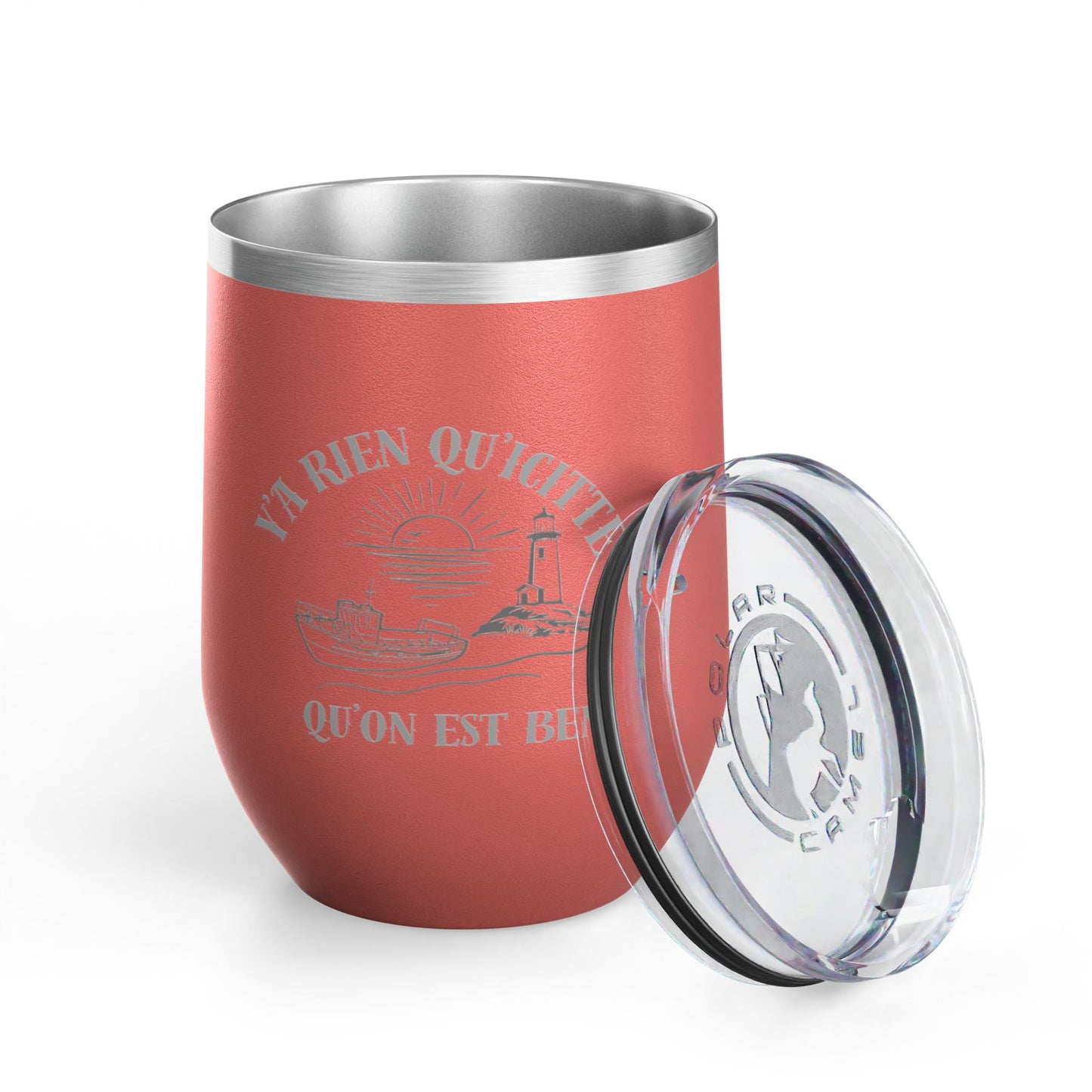Vintage-Inspired Wine Tumbler - 12oz "Ya Rien Qu'citte" With Nautical Theme -Crée_ation Nature DC