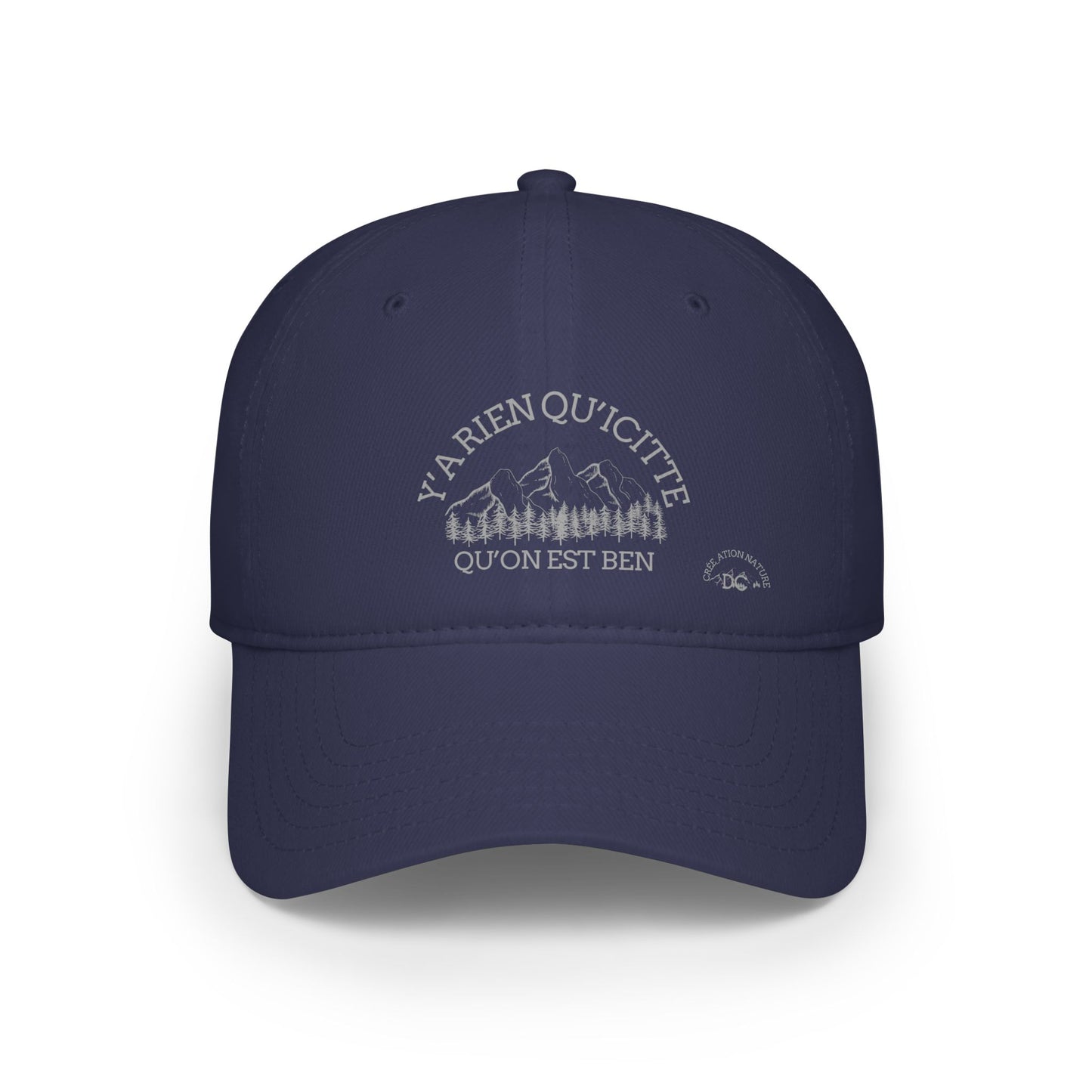 Casual Red Low Profile Baseball Cap - 'Ya Rien Qu'Excite Qu'On Est Ben' - Crée_ation Nature DC