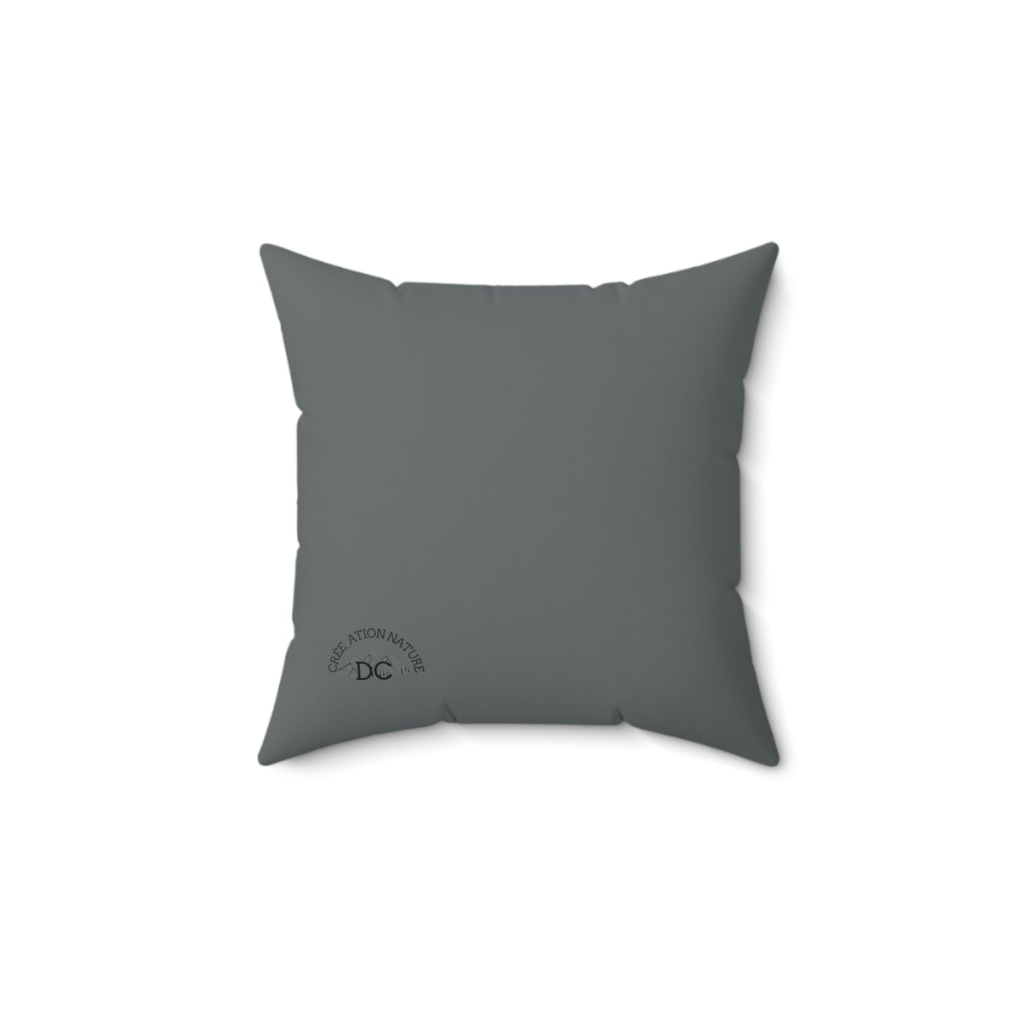 Cozy 'Ya Rien Qu'icitte Qu'on Est Ben' Square Pillow - Soft Spun Polyester Decorative Cushion for Home Decor - Crée_ation Nature DC