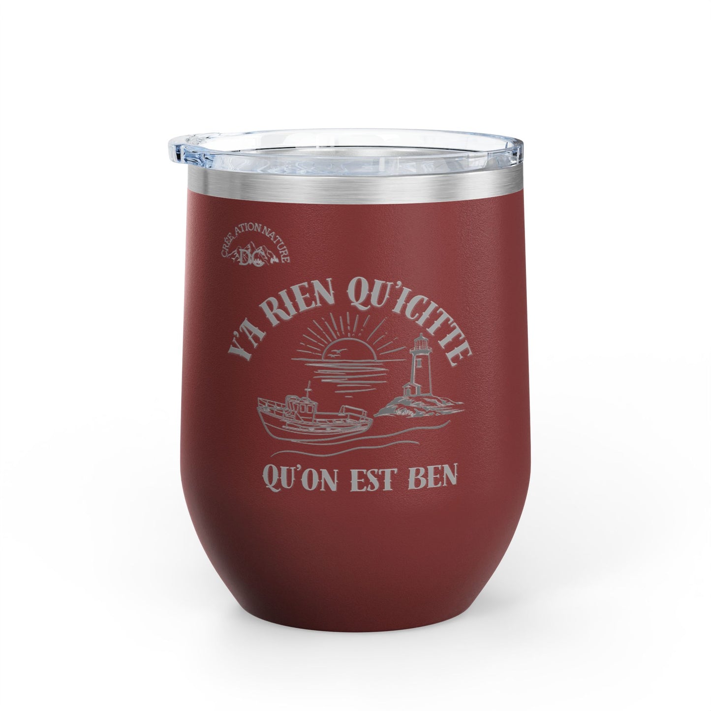 Vintage-Inspired Wine Tumbler - 12oz "Ya Rien Qu'citte" With Nautical Theme -Crée_ation Nature DC