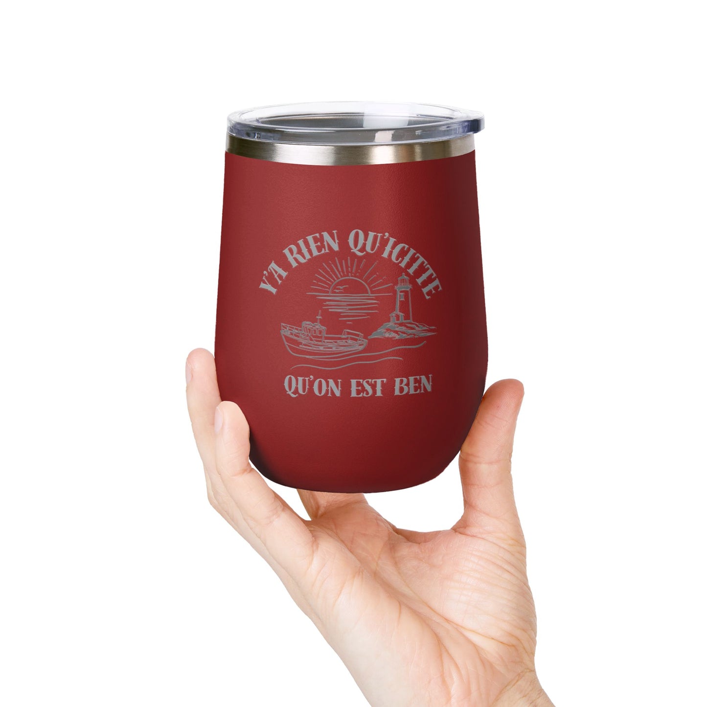 Vintage-Inspired Wine Tumbler - 12oz "Ya Rien Qu'citte" With Nautical Theme -Crée_ation Nature DC