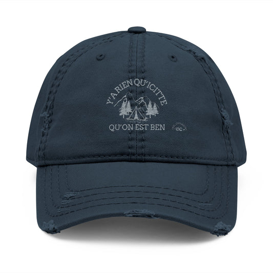 Distressed Dad Hat with Embroidered Mountain Design- Crée_ation Nature DC