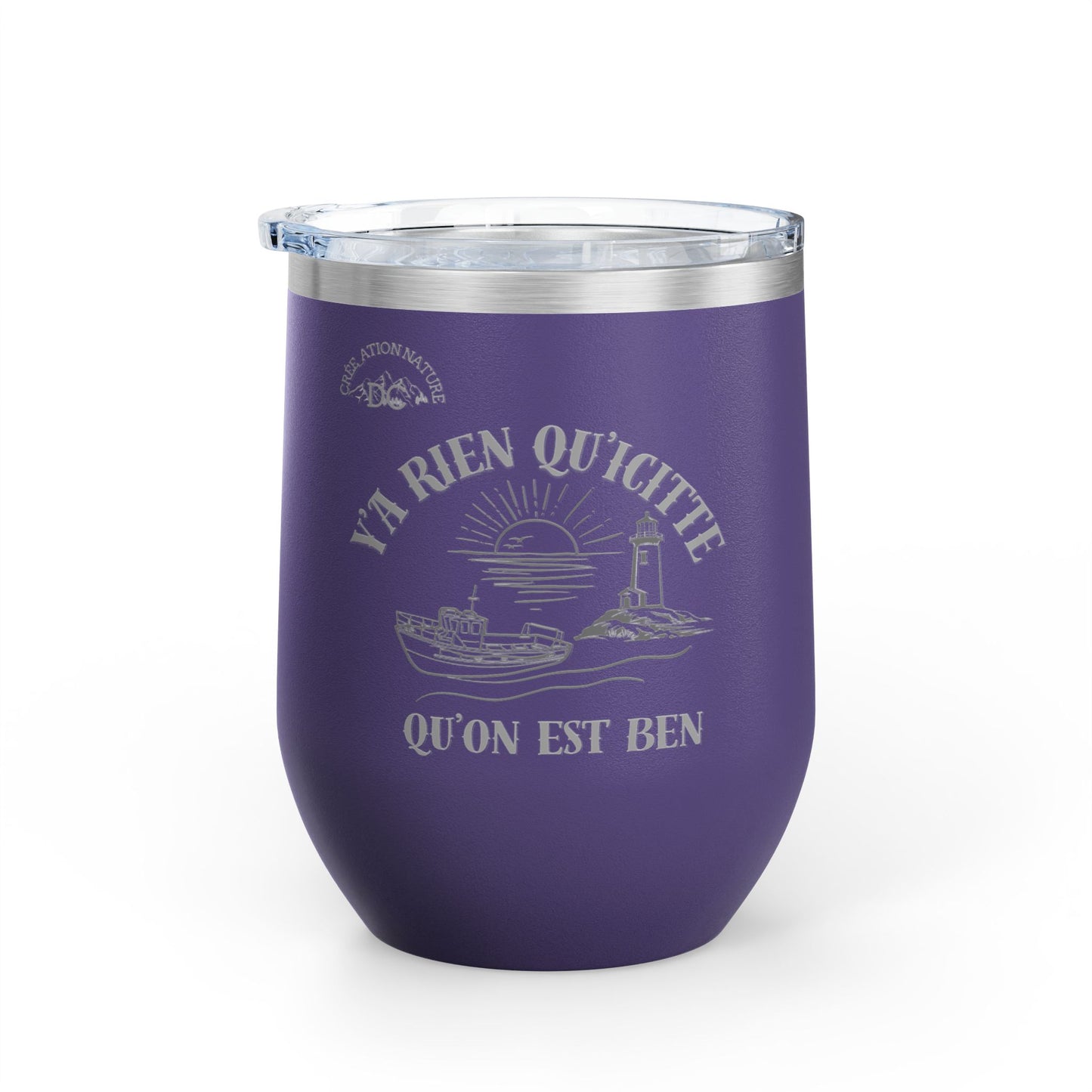 Vintage-Inspired Wine Tumbler - 12oz "Ya Rien Qu'citte" With Nautical Theme -Crée_ation Nature DC