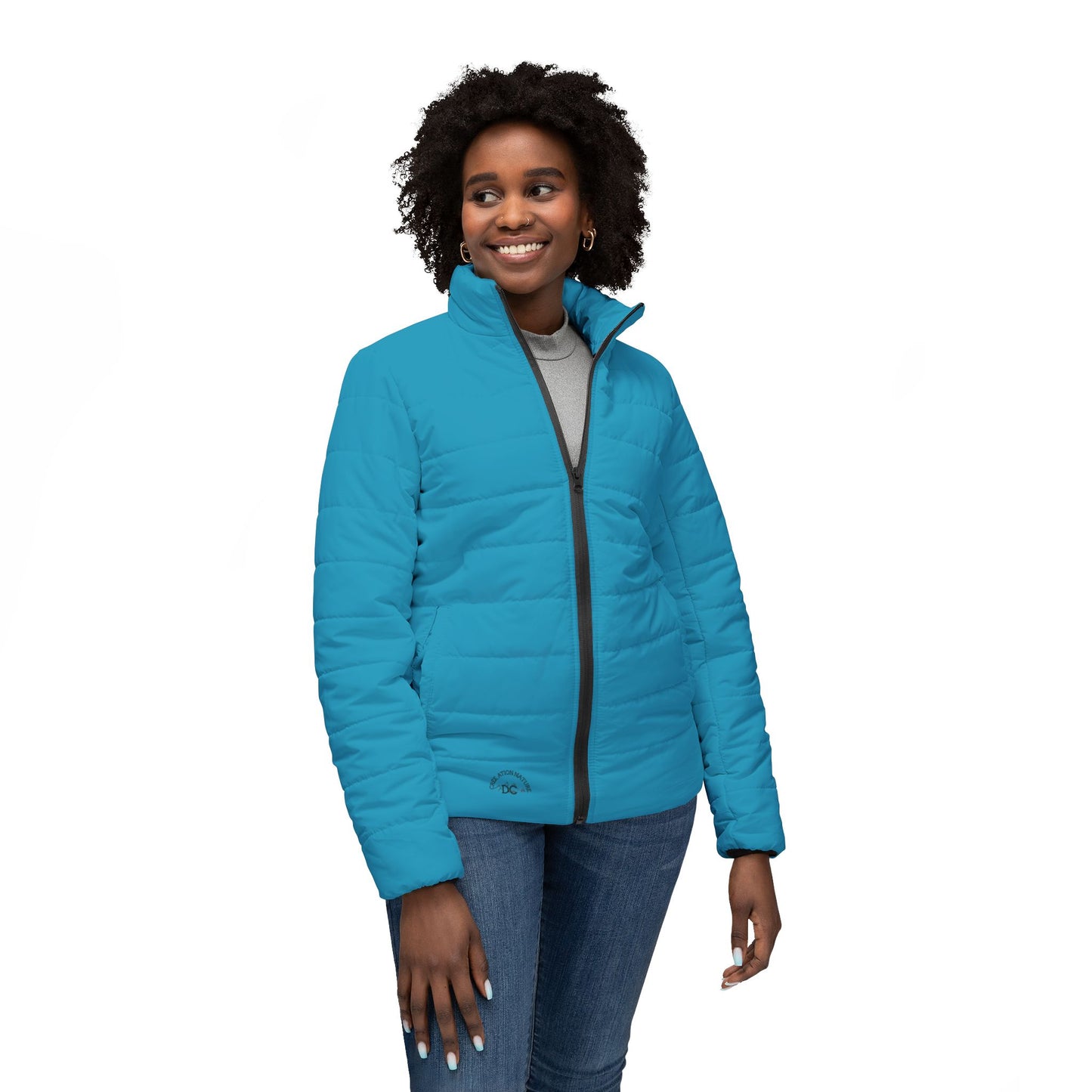 Women’s Cozy Puffer Jacket with Retro Camper Design - Crée_Ation Nature DC