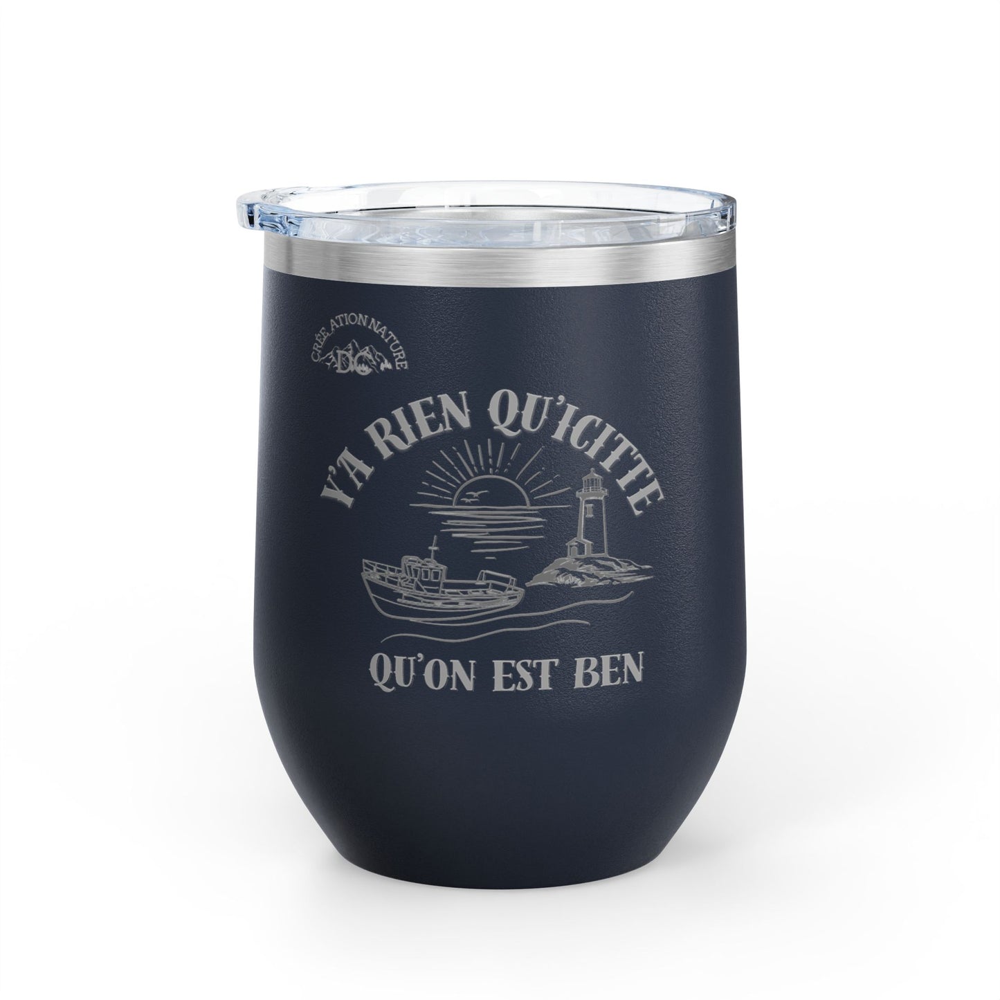 Vintage-Inspired Wine Tumbler - 12oz "Ya Rien Qu'citte" With Nautical Theme -Crée_ation Nature DC