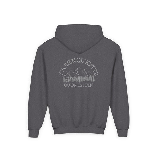 Youth Heavy Blend Hooded Sweatshirt - 'Creation Nature' & 'Ya Rien Quitté' Nature Inspired Design Crée_ation Nature DC