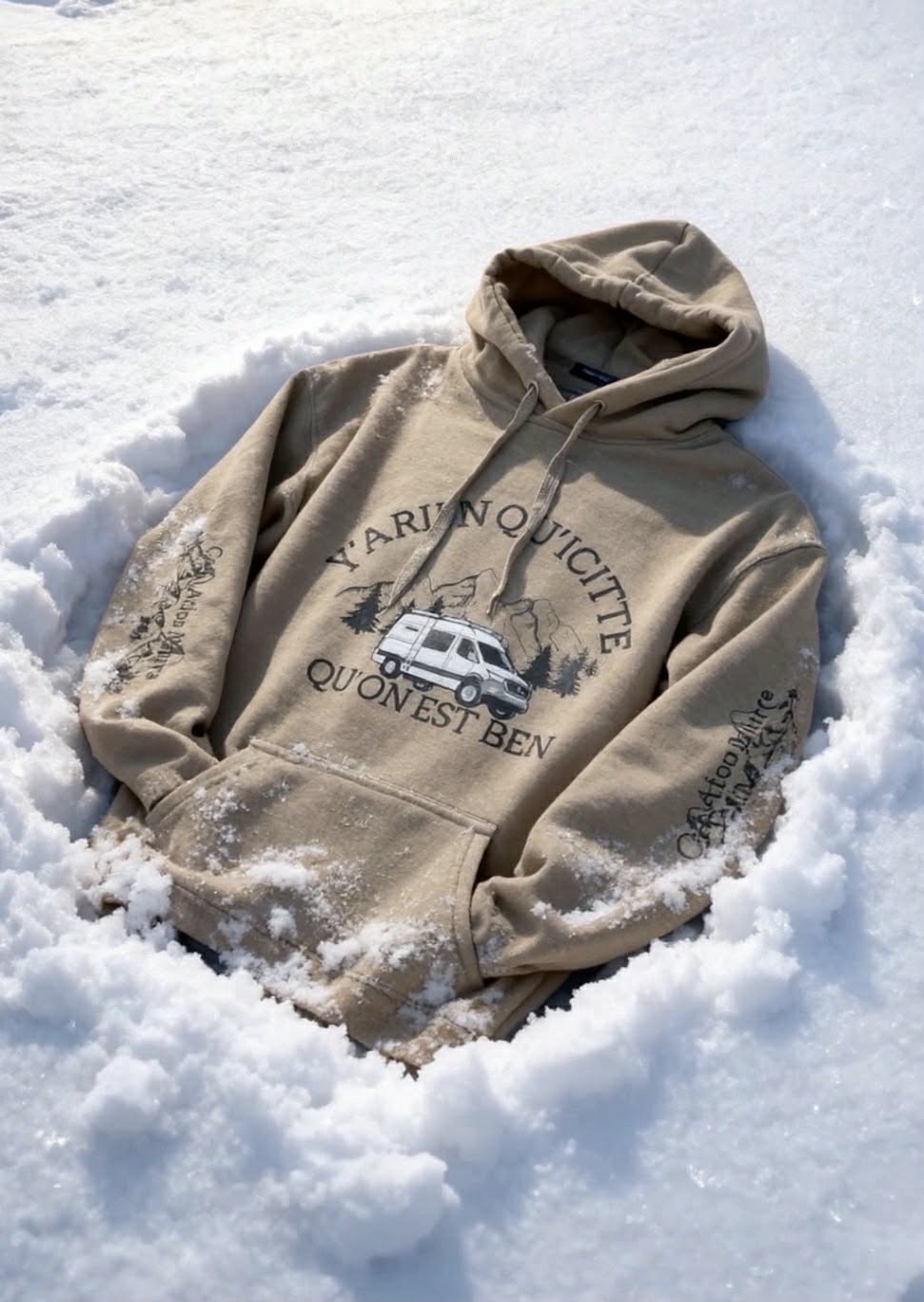 NOUVEAUTÉ !  Hoodies unisexe couleur Kaki  et Sable avec vanlife