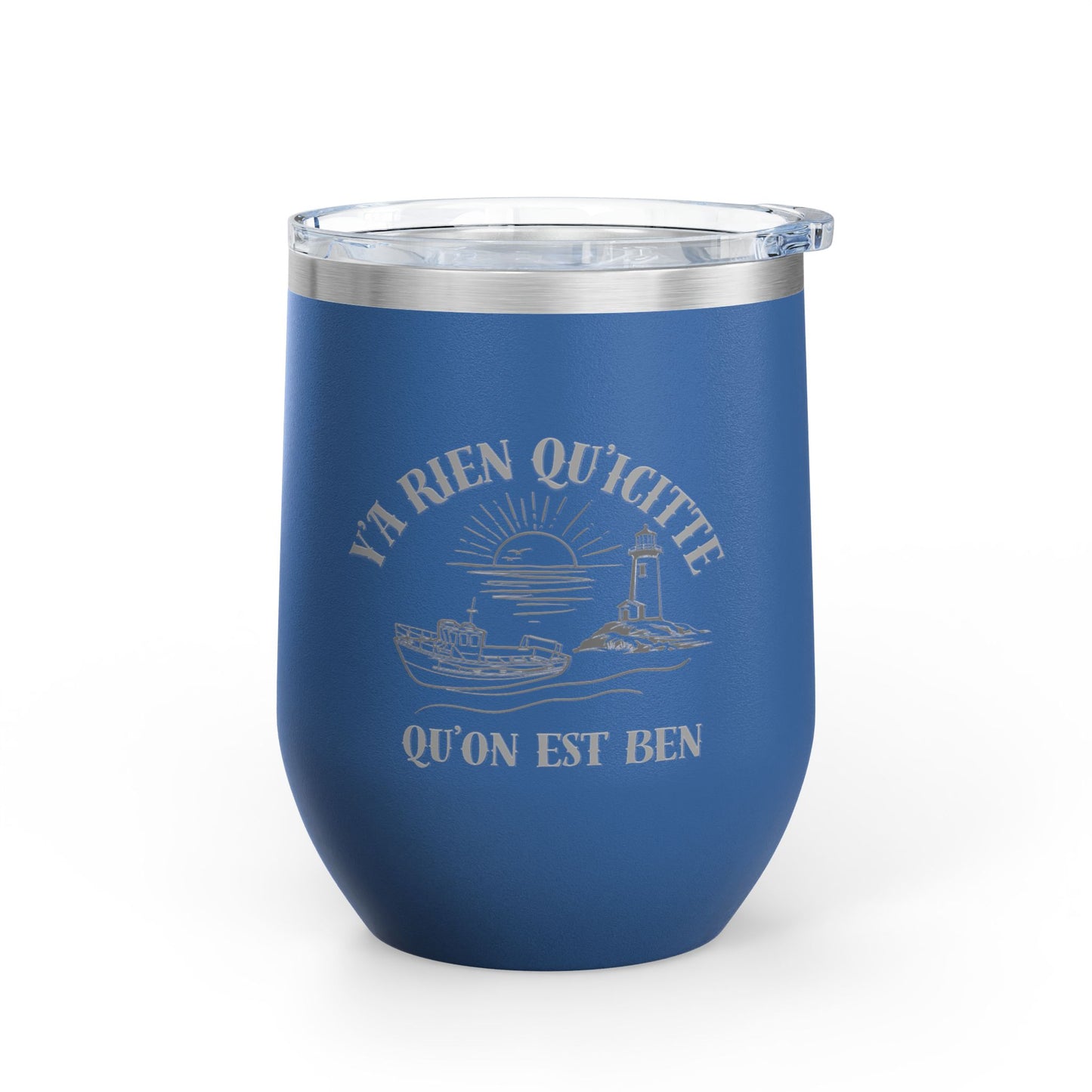 Vintage-Inspired Wine Tumbler - 12oz "Ya Rien Qu'citte" With Nautical Theme -Crée_ation Nature DC