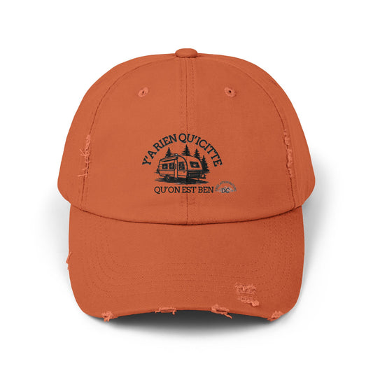 casquette unisexe-Unisex Distressed Cap - Vintage Style Camper Design for Outdoor Lovers Crée_Ation Nature DC